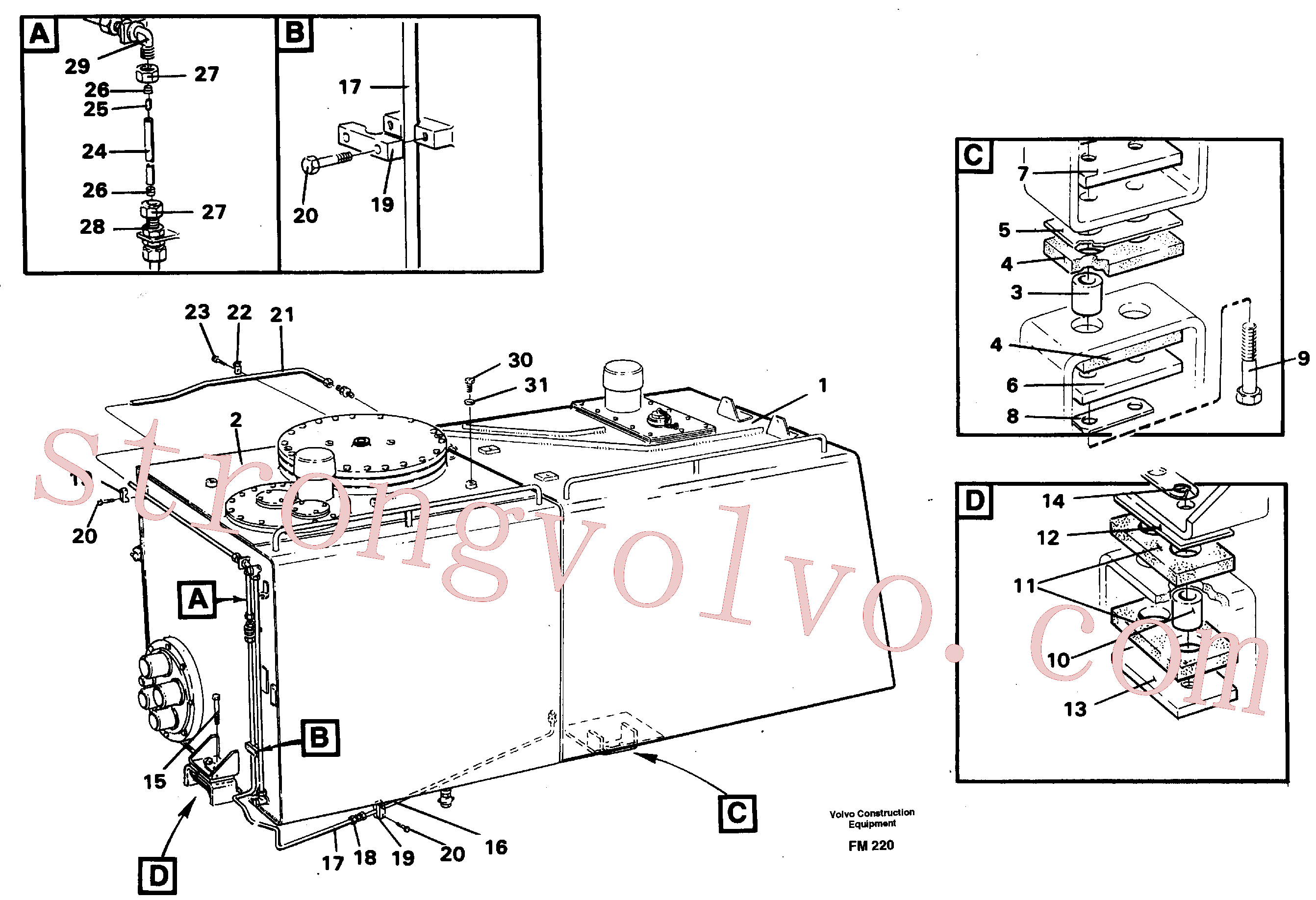 VOE14234131 Volvo Depósito de combustível com acessórios(FM220 Montagem)