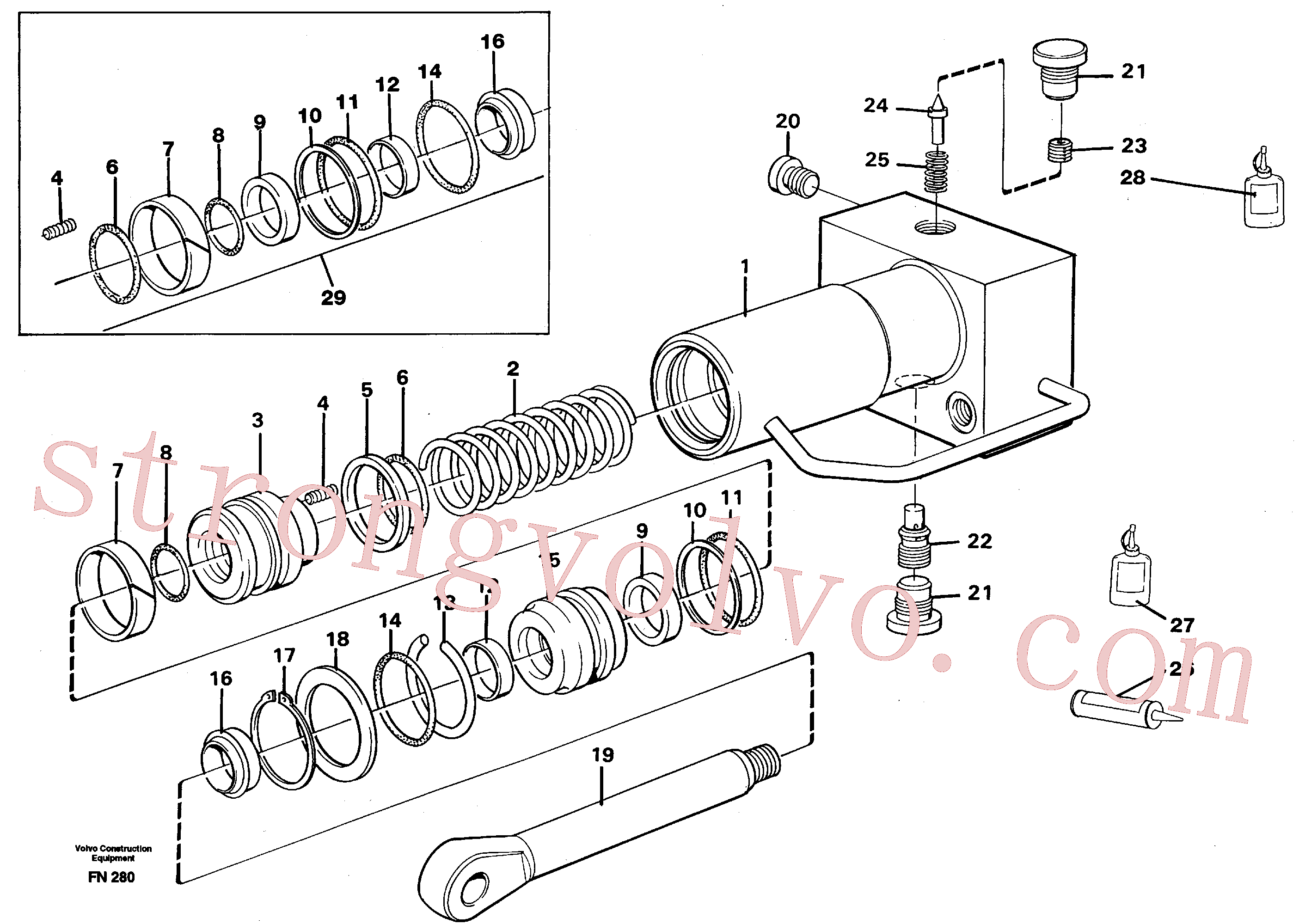 VOE14244218 Volvo Cilindro hidráulico, acoplamento rápido(FN280 Montagem)