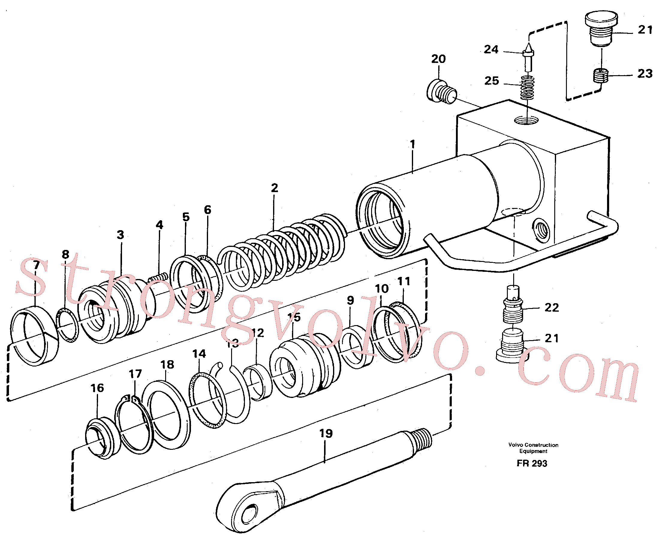 VOE14257591 Volvo Cilindro hidráulico, acoplamento rápido(FR293 Montagem)