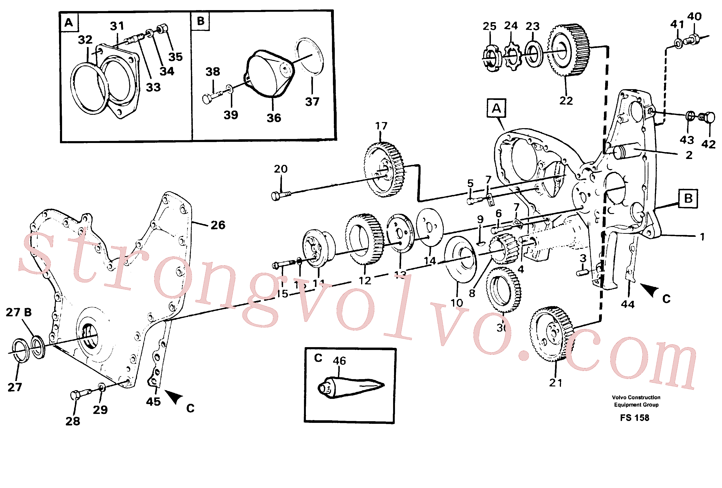 VOE13955675 Volvo Caixa da engrenagem de distribuição(FS158 Montagem)