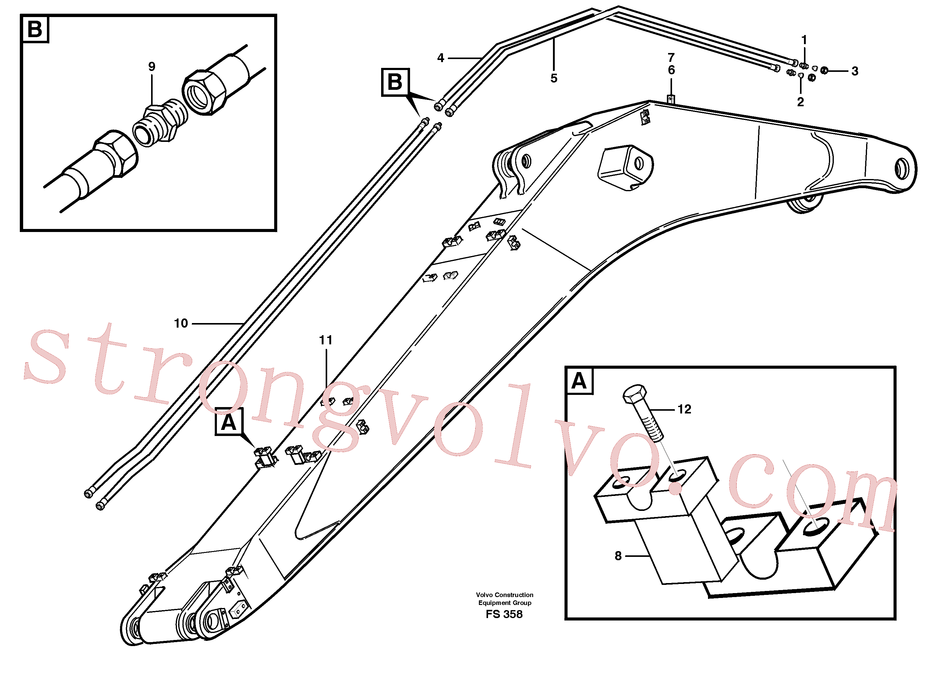 VOE14283098 Tube Retainer Volvo escavadeira