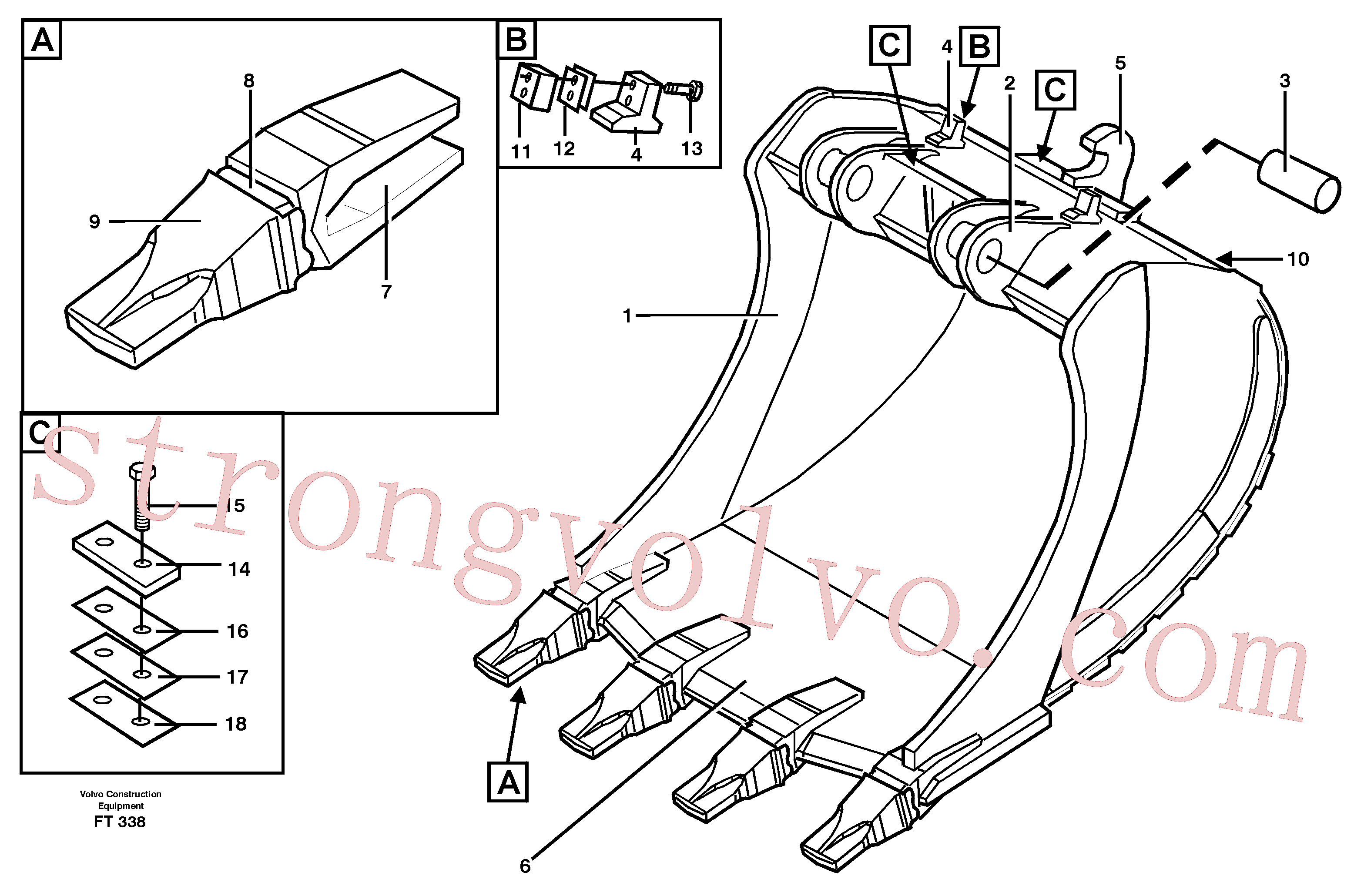Volvo Acessórios para escavadeira VOE14323099 Cutting edge Acessórios