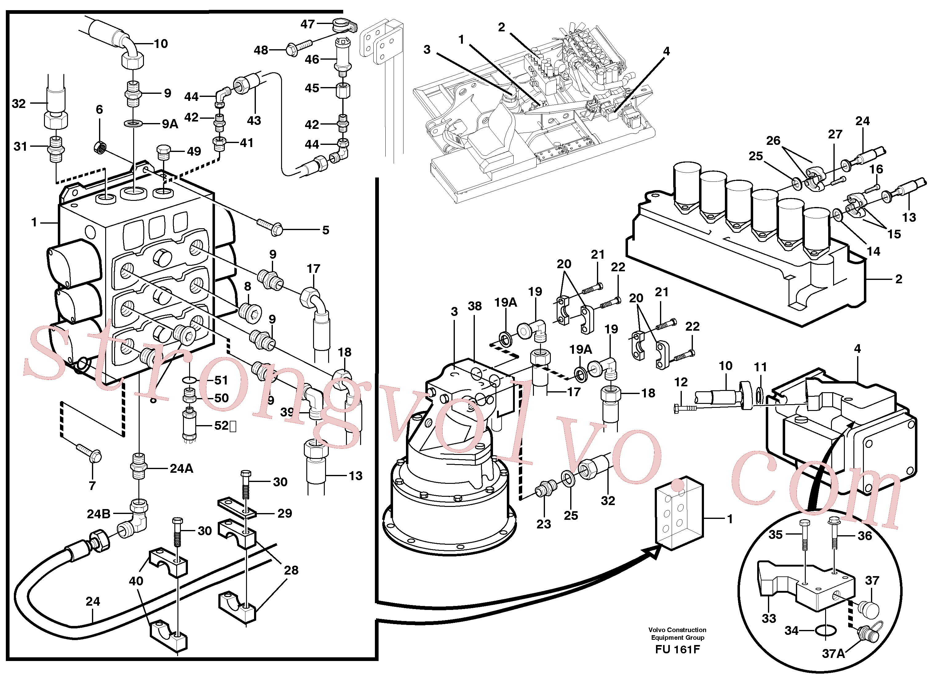 VOE14345021 Volvo Sistema de rotação da lança(FU161F Montagem)