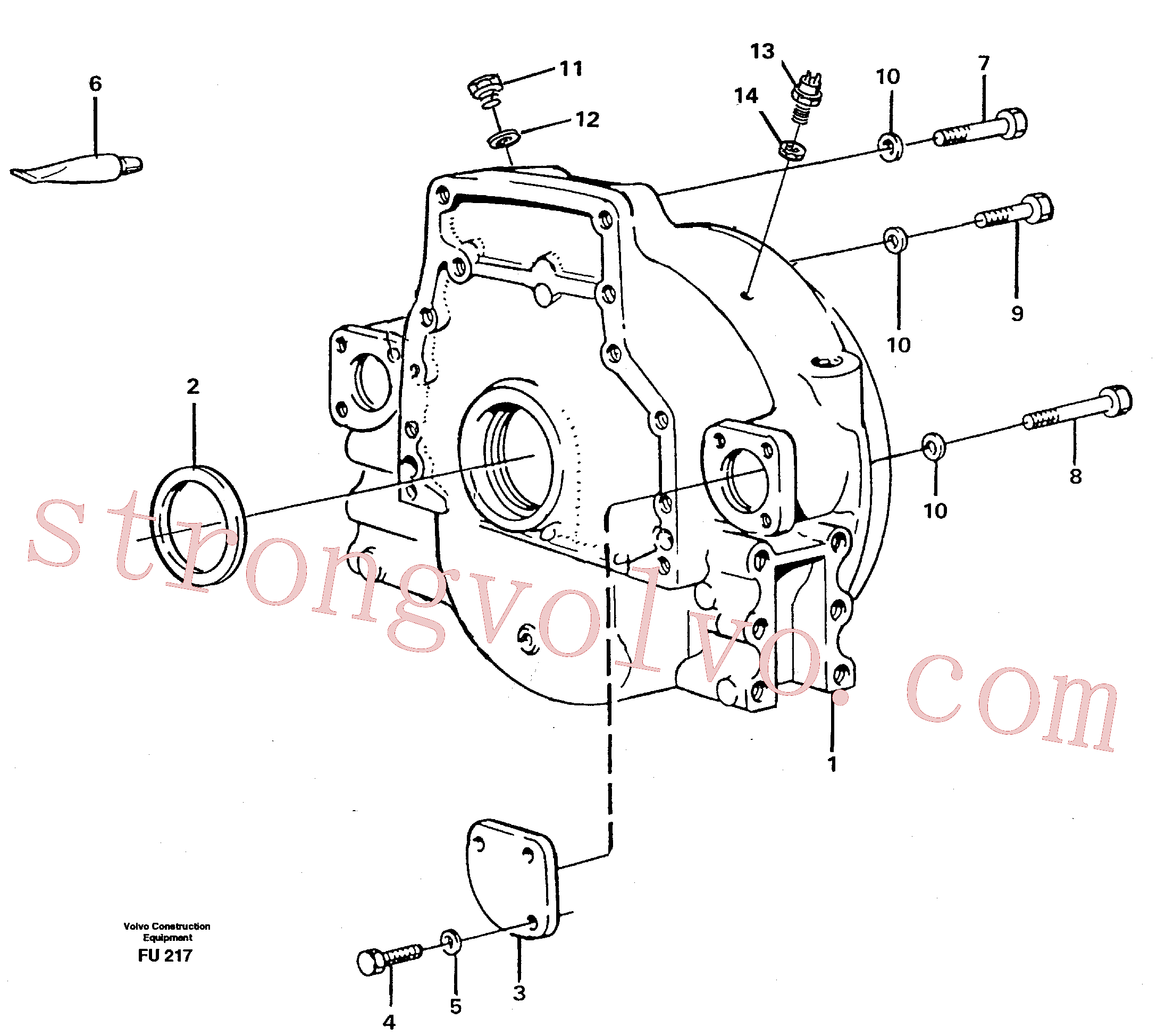 VOE940114 Volvo Alojamento do volante do motor(FU217 Montagem)