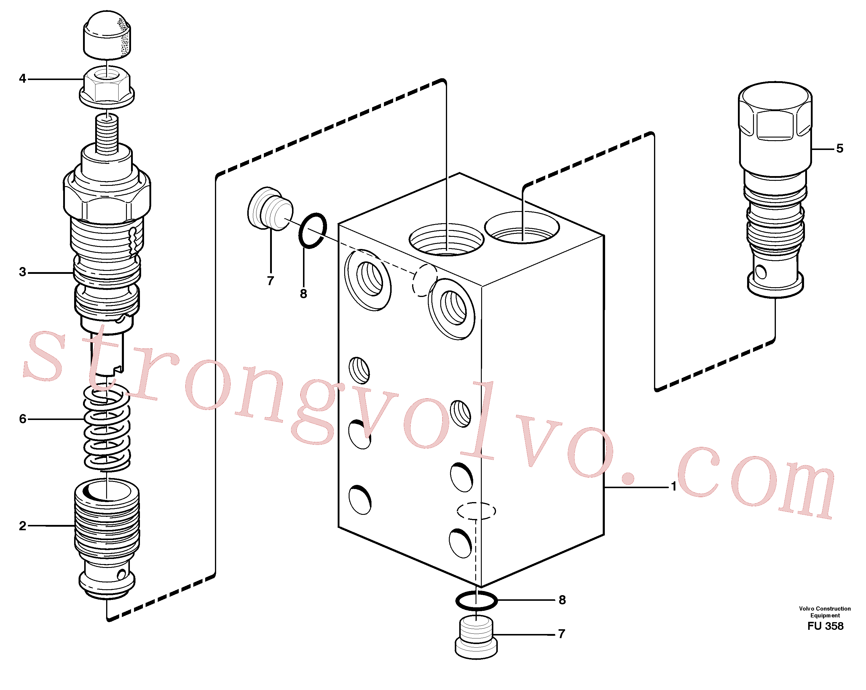 VOE14345335 Válvula inibidora Volvo escavadeira