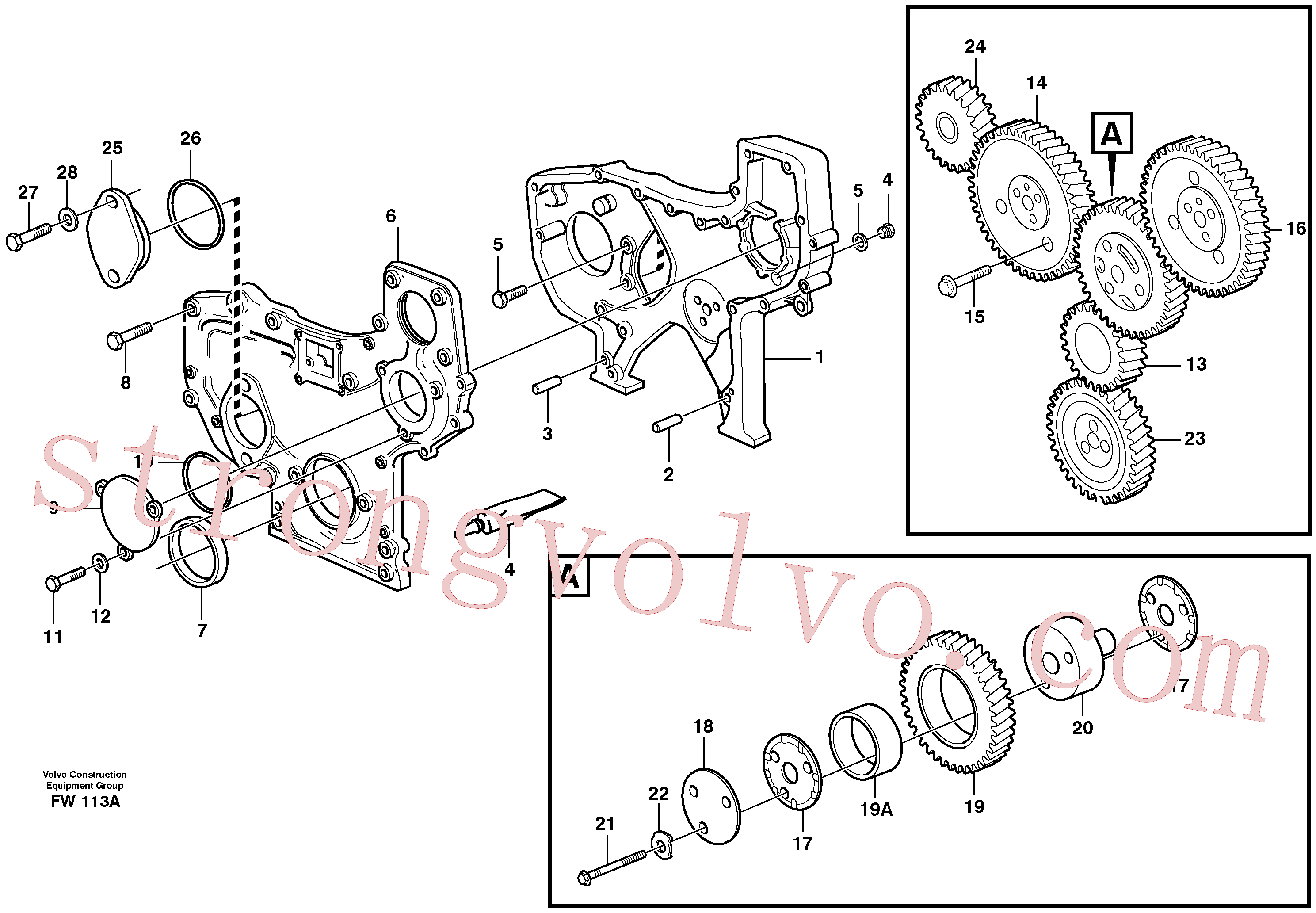 VOE925257 Volvo Carretos e caixa da engrenagem de distribuição(FW113A Montagem)