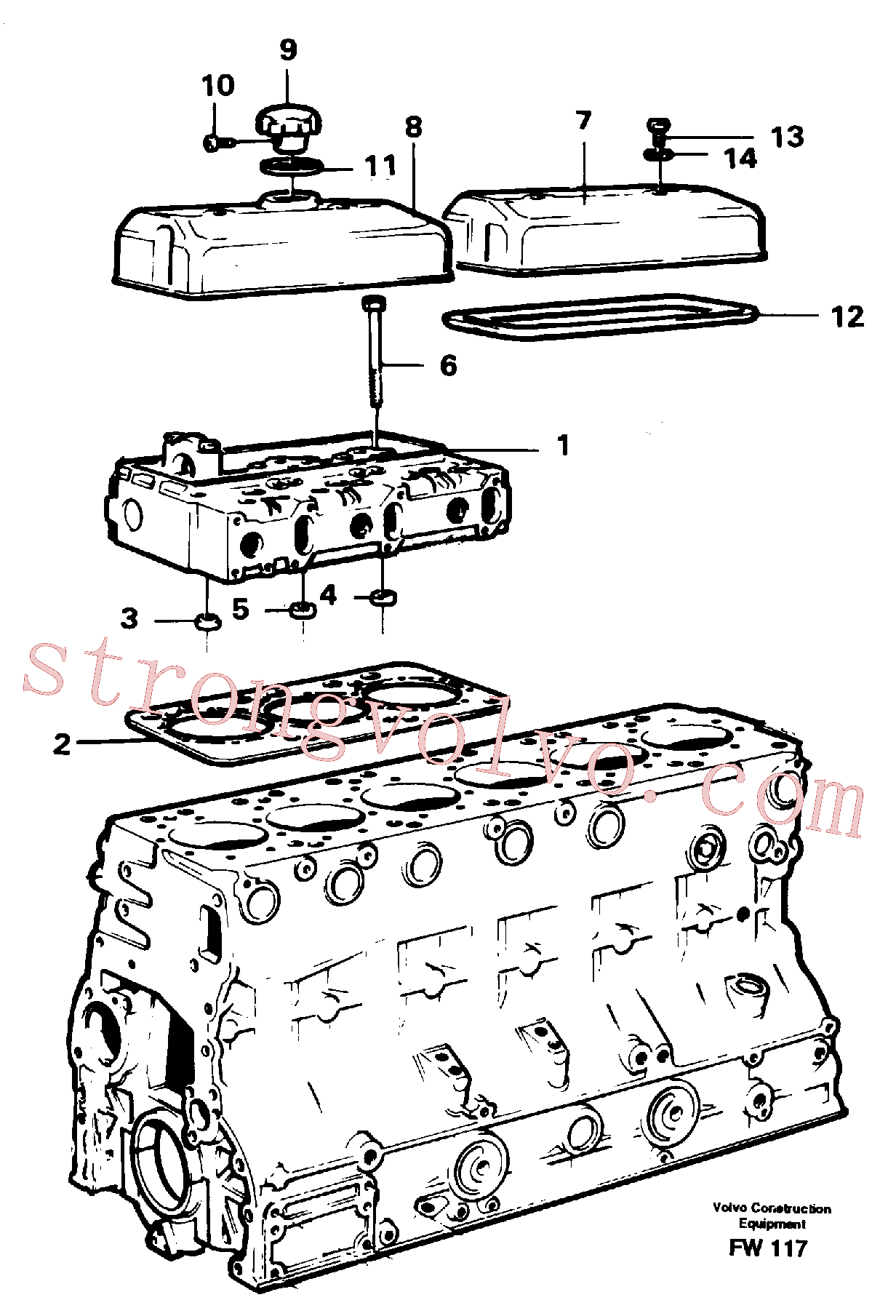 VOE421753 Volvo Cabeça do motor com peças de montagem(FW117 Montagem)