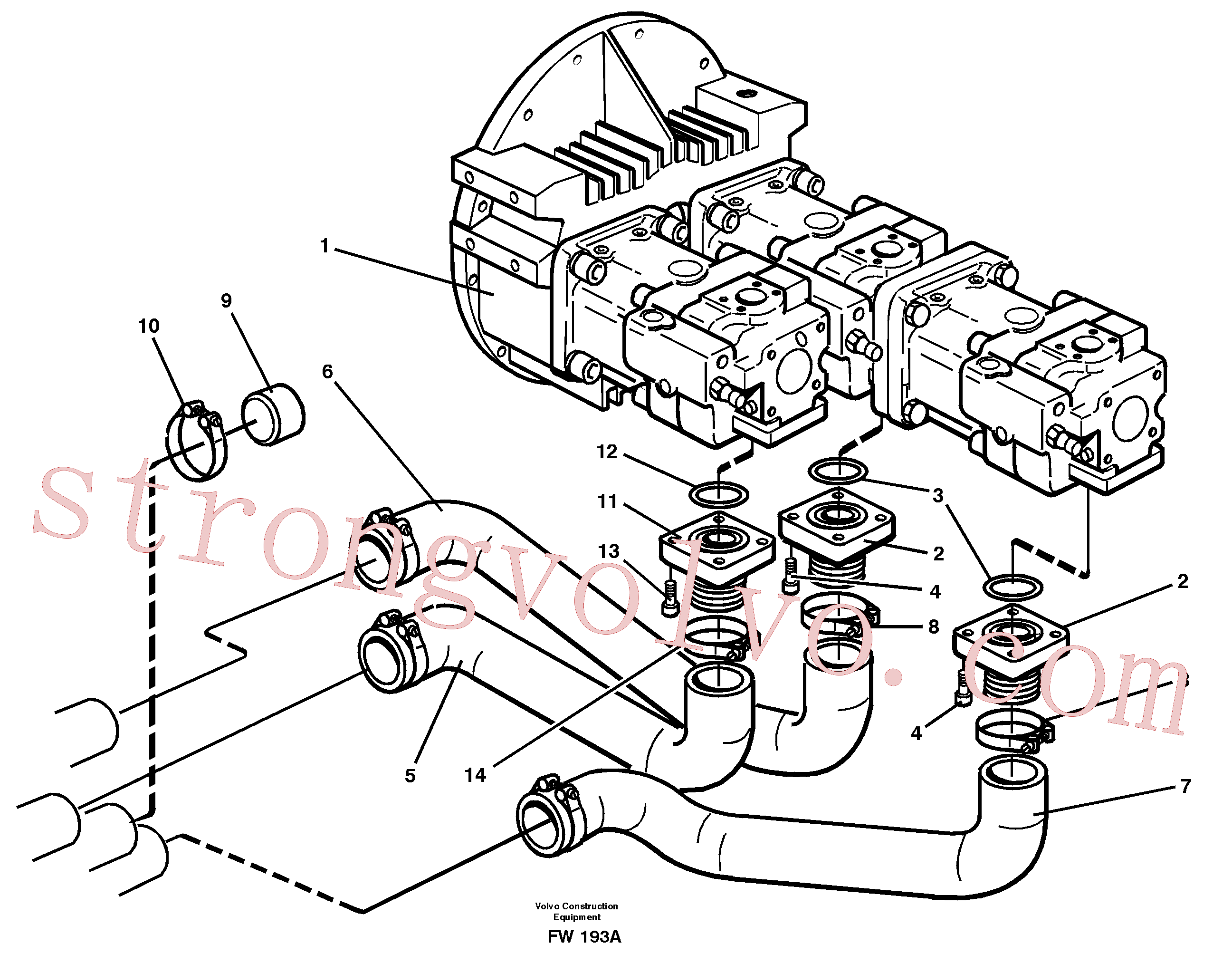 Atacado VOE14345061 Braçadeira da mangueira Volvo escavadeira
