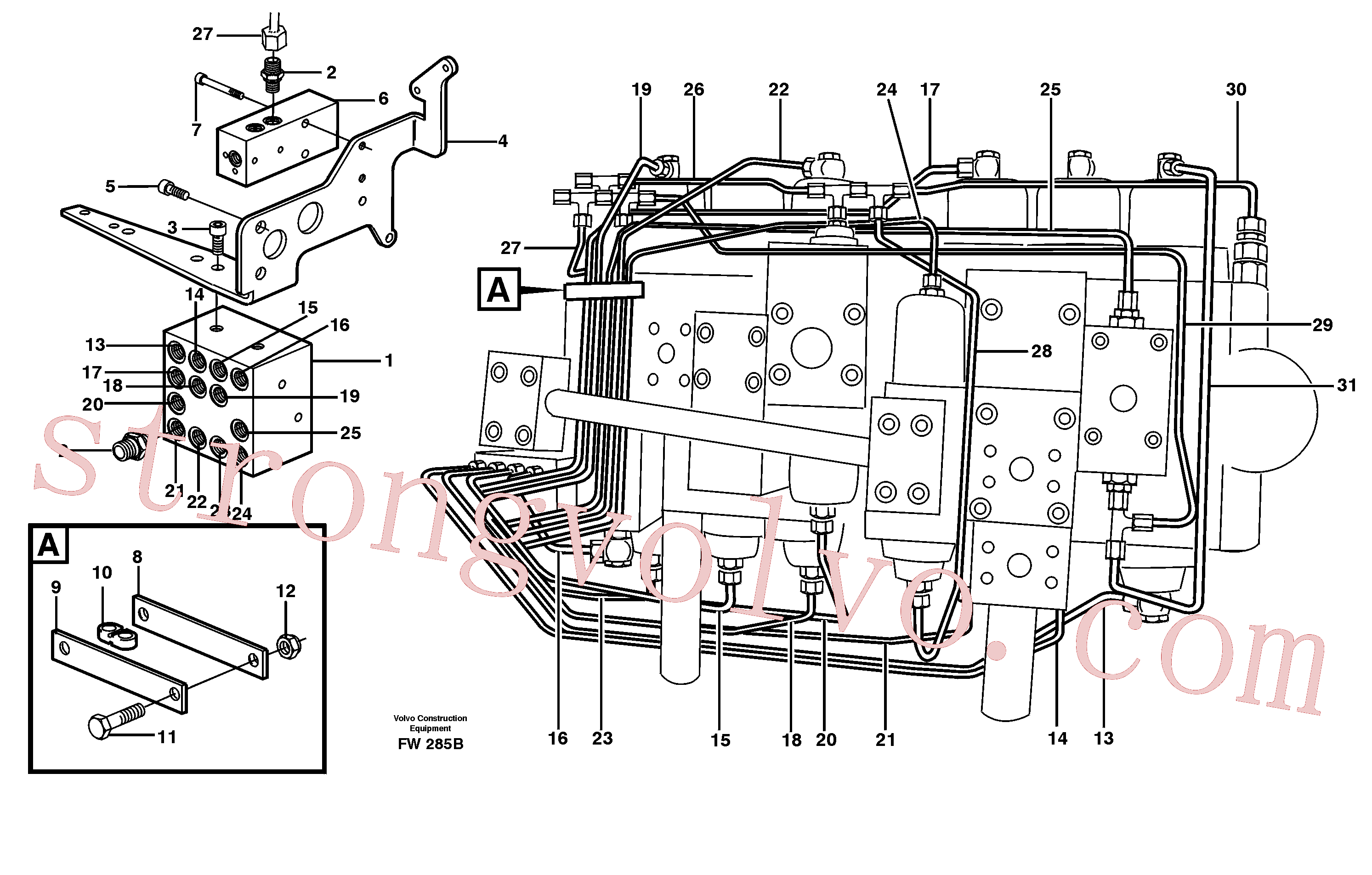 China Made VOE14344805 Bracket Volvo Acessórios para escavadeira