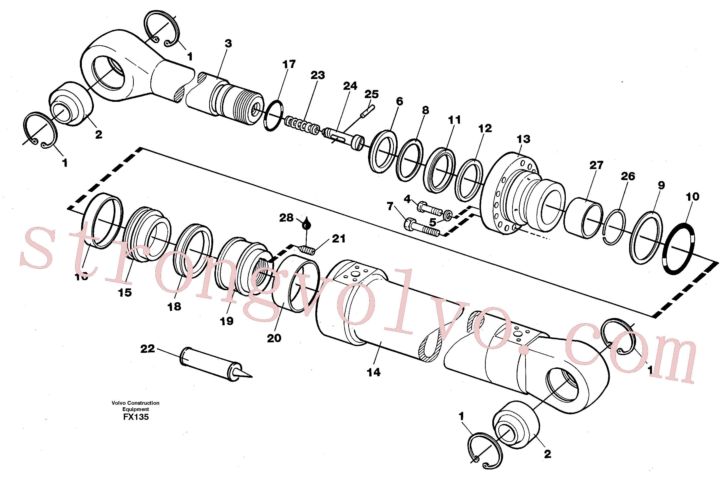 VOE14235929 Volvo Cilindro do braço de afundamento(FX135 Montagem)