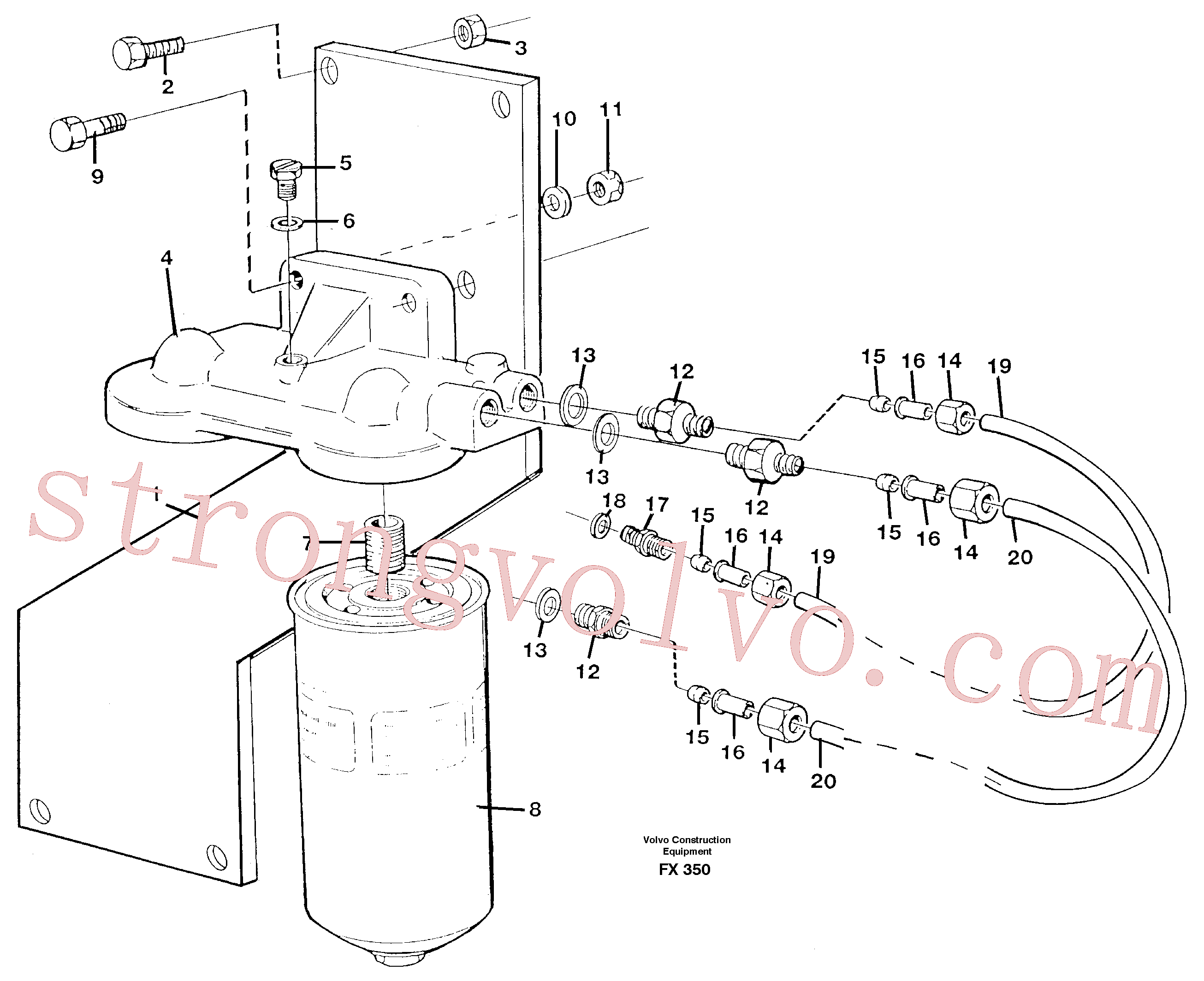 VOE795210 Volvo Filtro de combustível extra(FX350 Montagem)