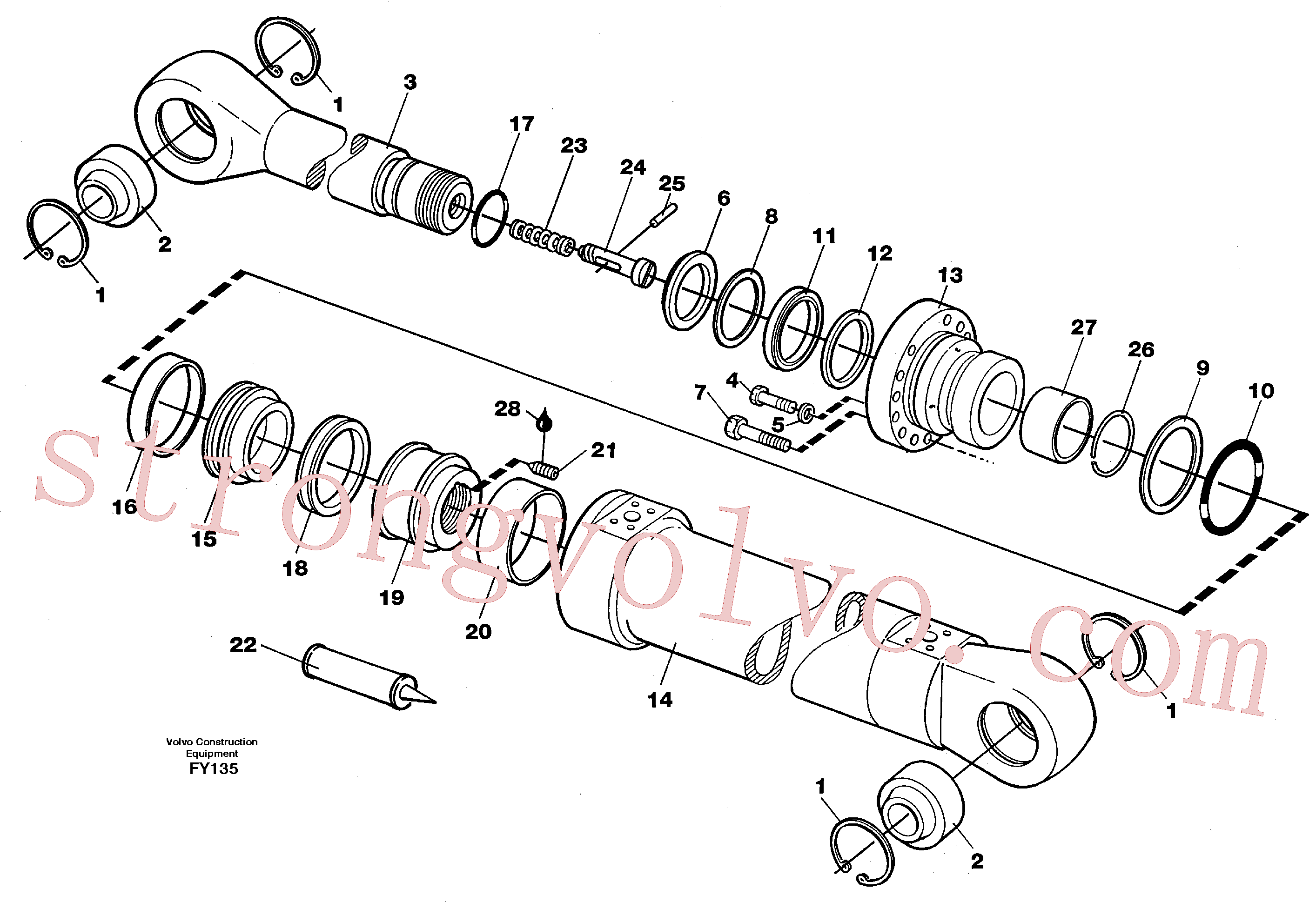 VOE14235929 Volvo Cilindro do braço de afundamento(FY135 Montagem)