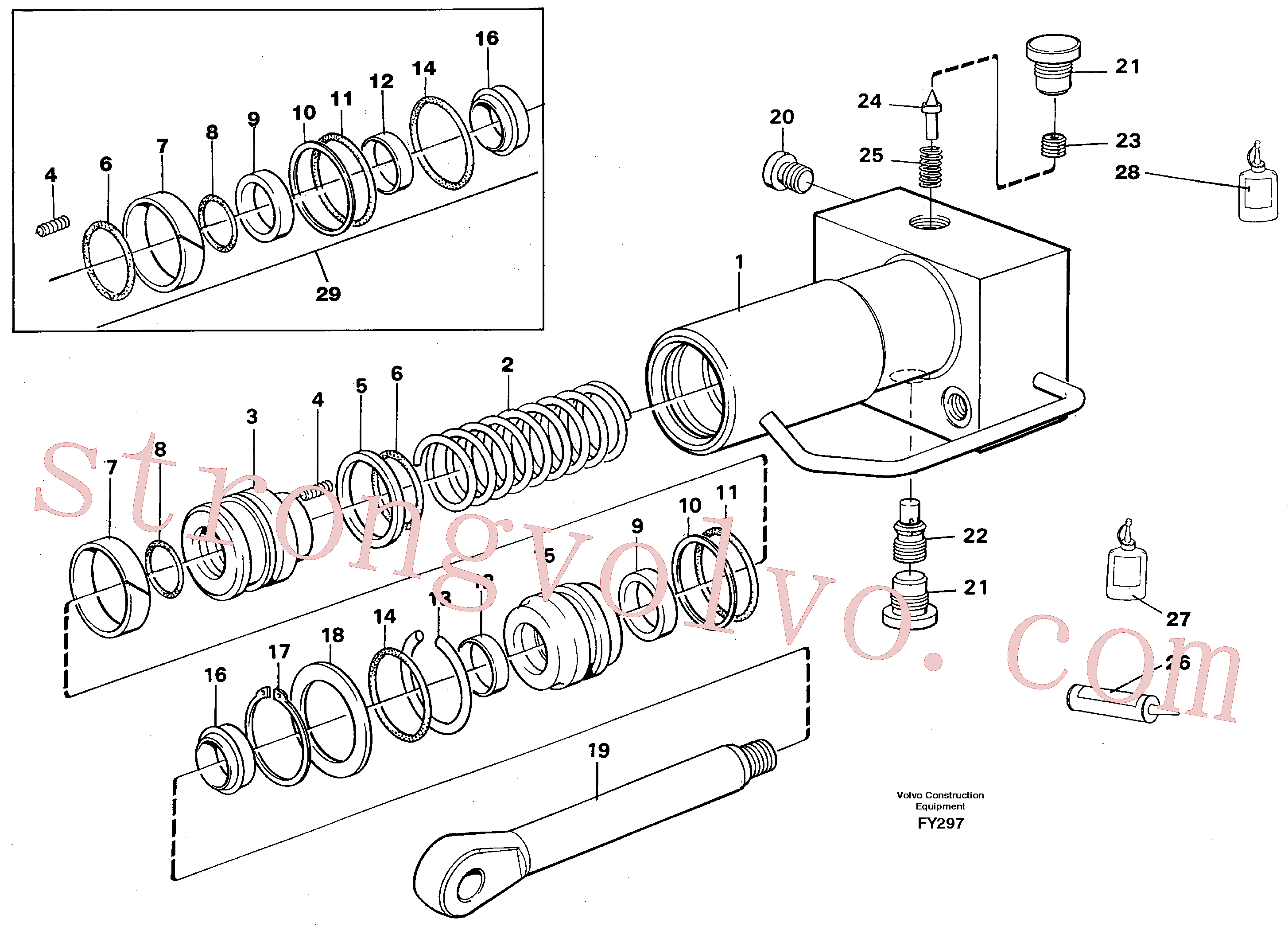 VOE14244218 Volvo Cilindro hidráulico, acoplamento rápido(FY297 Montagem)