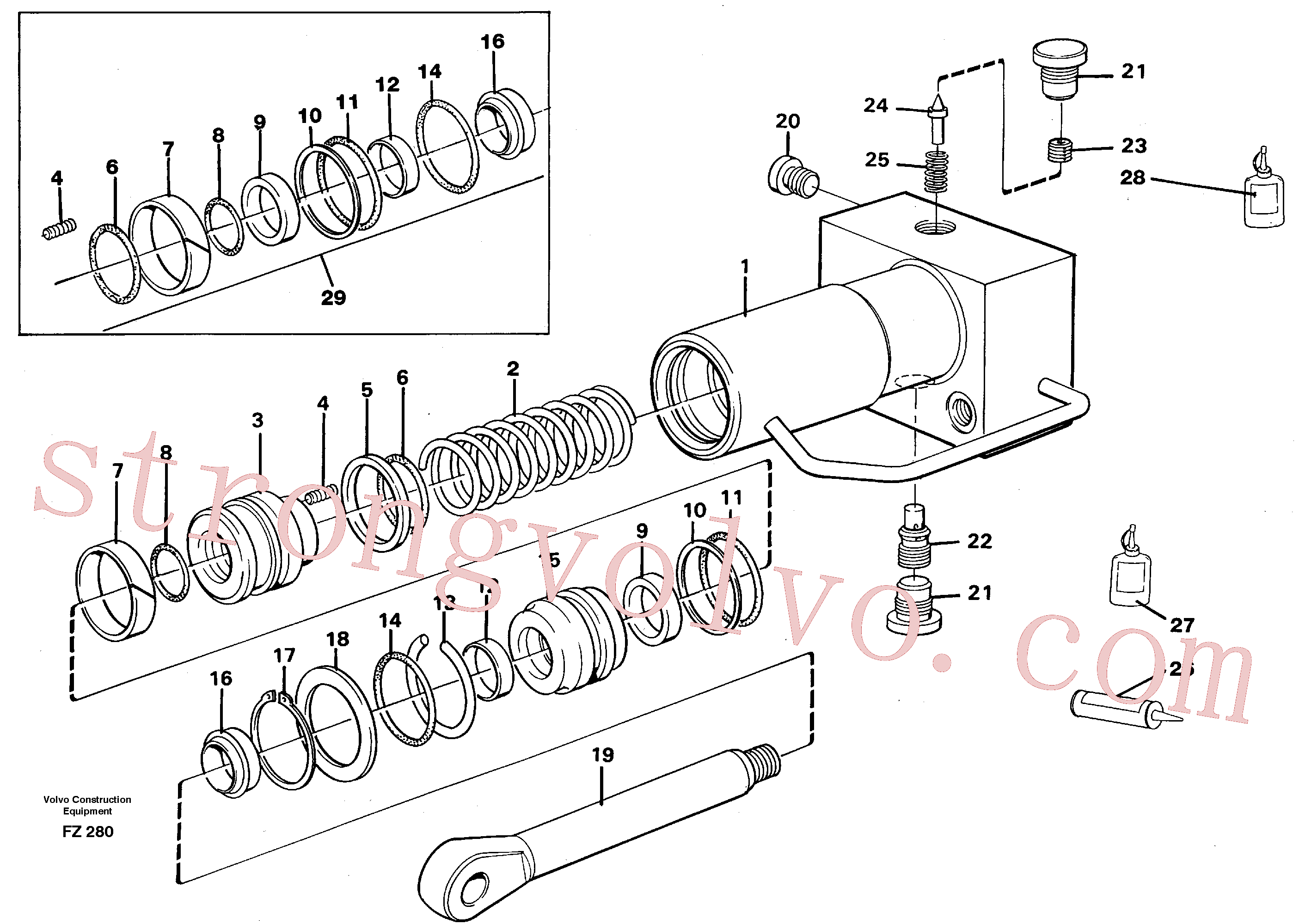 VOE14257546 Volvo Cilindro hidráulico, acoplamento rápido(FZ280 Montagem)