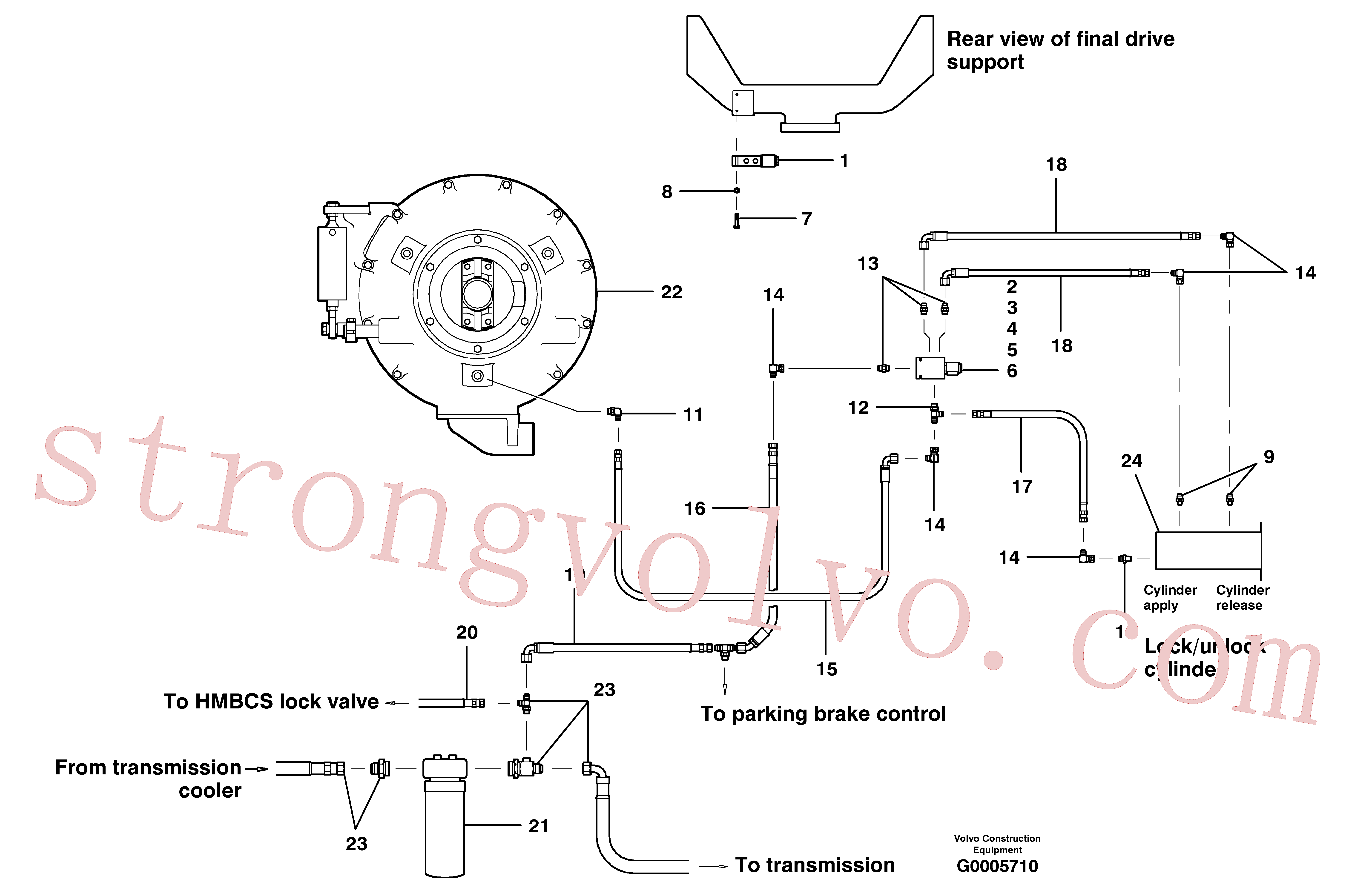 CH12A-020 Volvo Circuito hidráulico do diferencial(G0005710 Montagem)