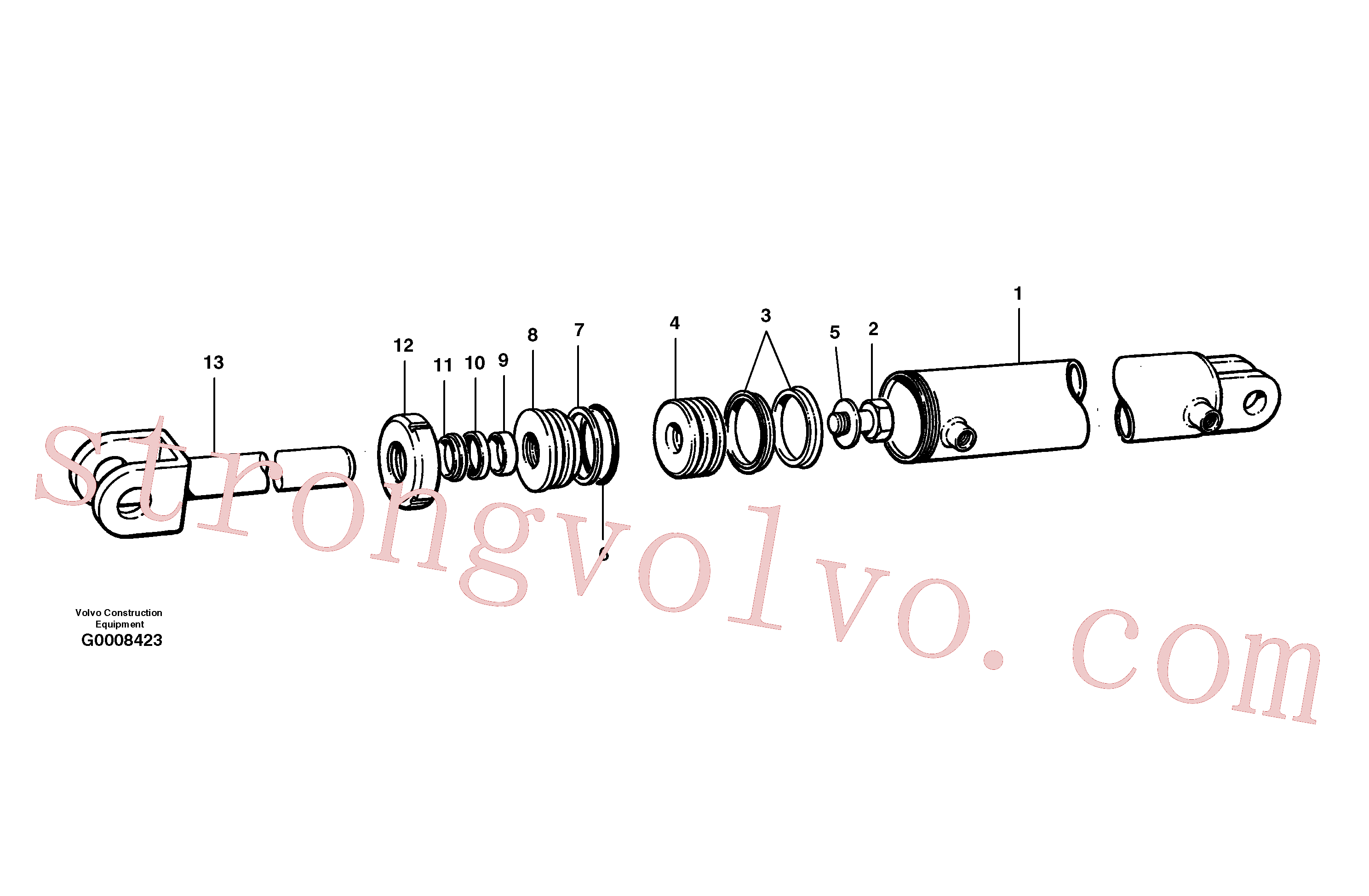 CH44244 Volvo Cilindro de inclinação de lâmina(G0008423 Montagem)