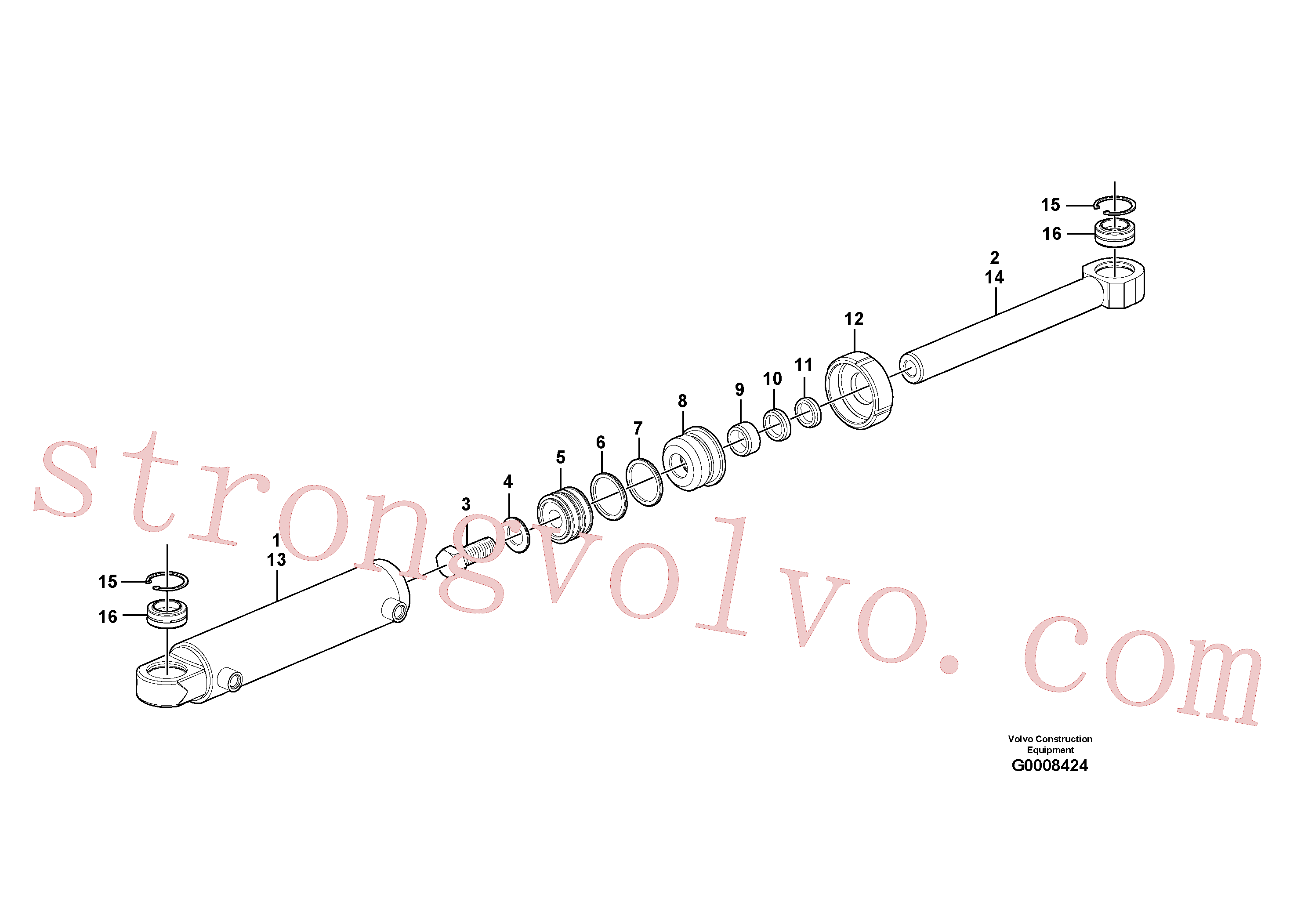 CH50A-1622UP Volvo Cilindro de inclinação de lâmina(G0008424 Montagem)
