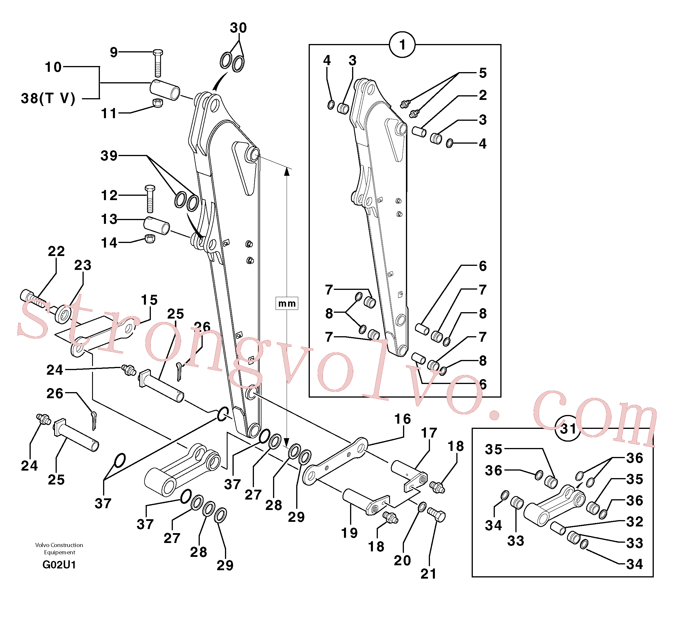 PJ5540023 Volvo Braço de afundamento(G02U3 Montagem)