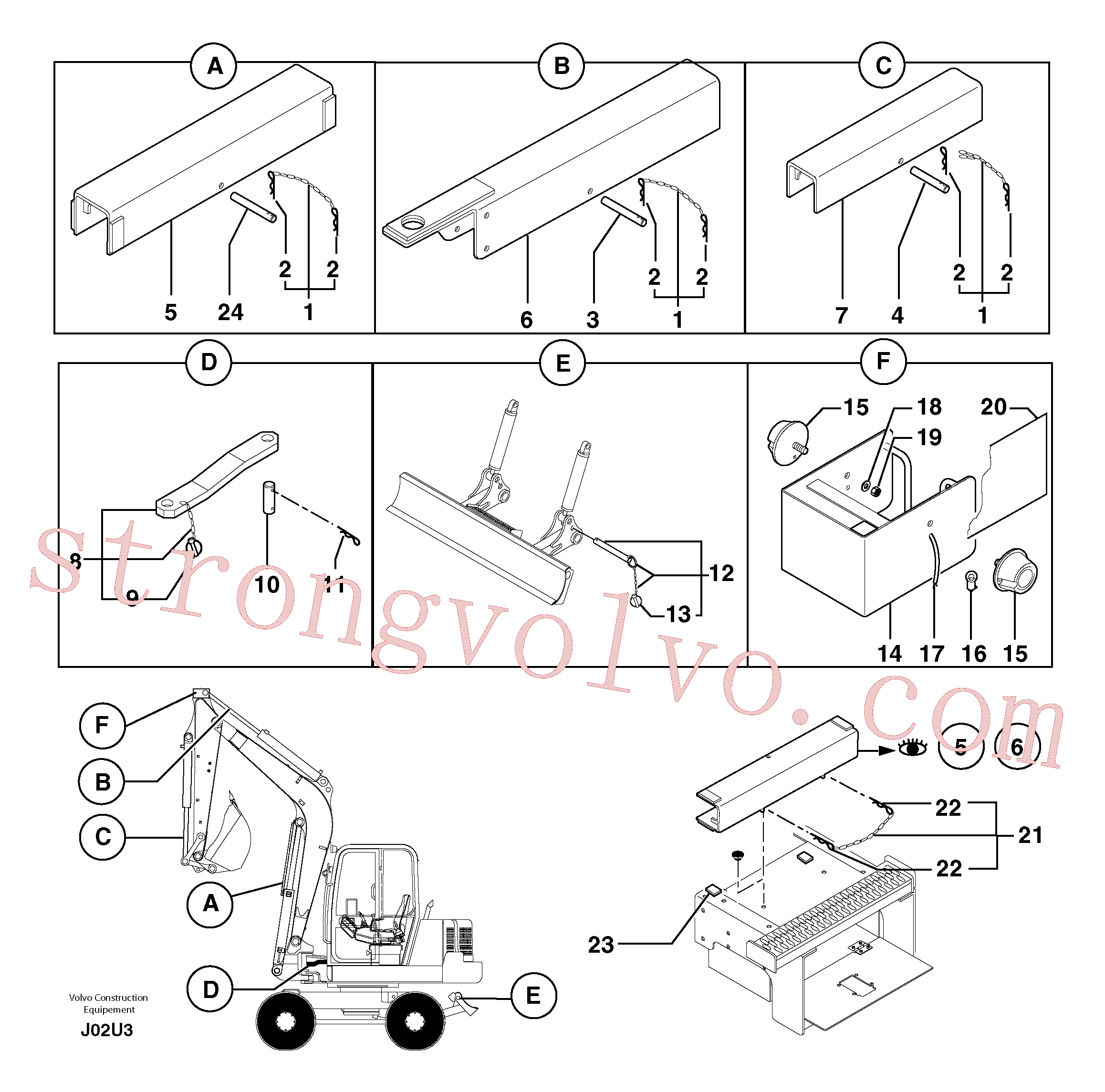 Volvo Montagem PJ3760053 Stub Axle Acessórios