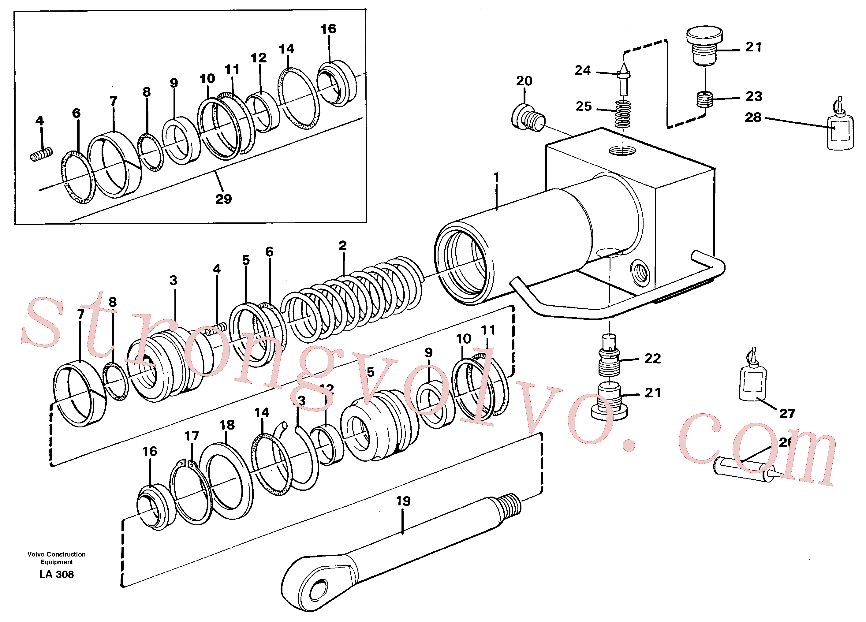 VOE14244218 Volvo Cilindro hidráulico, acoplamento rápido(LA308 Montagem)