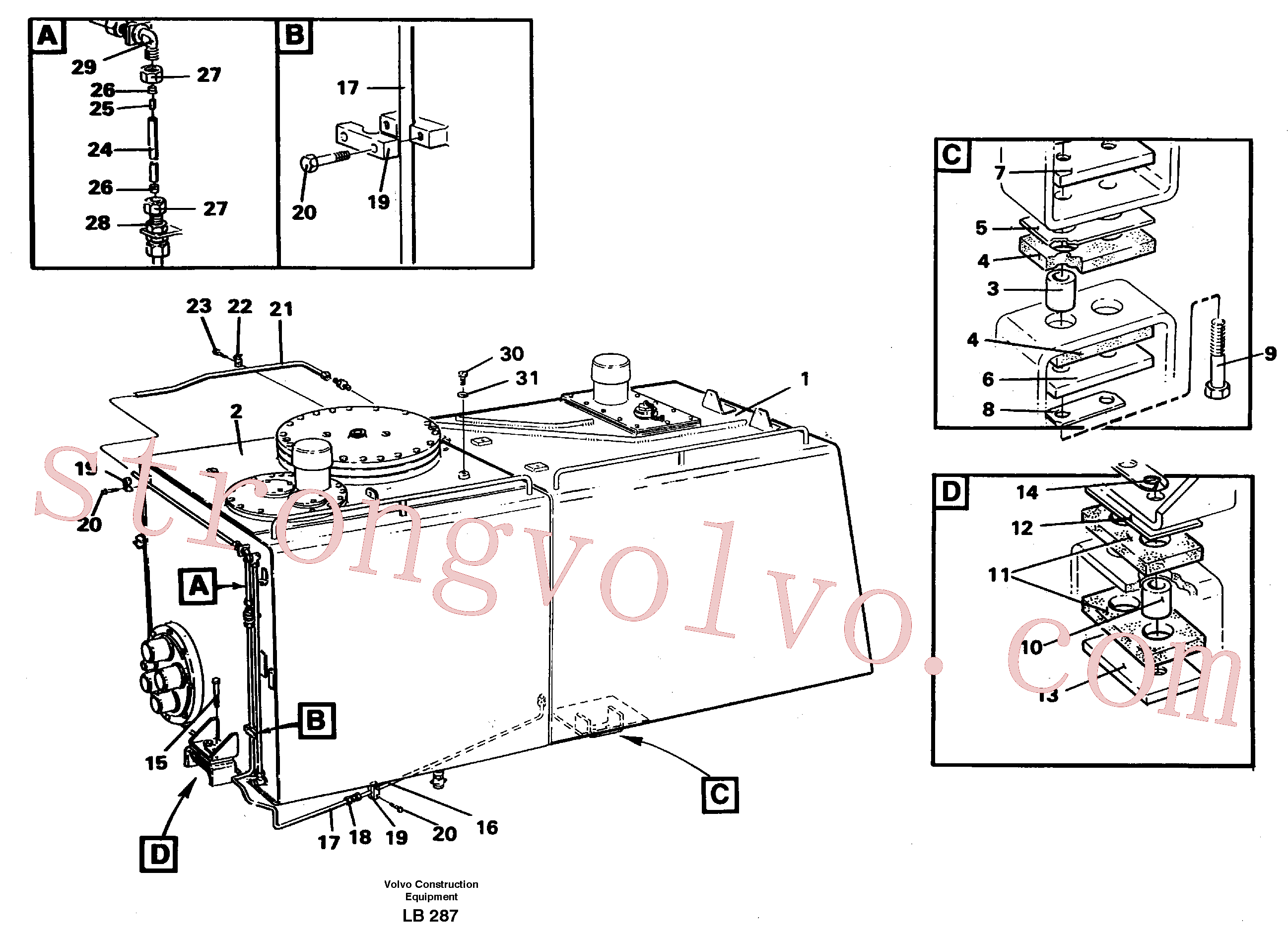 VOE14234507 Volvo Depósito de combustível com acessórios(LB287 Montagem)