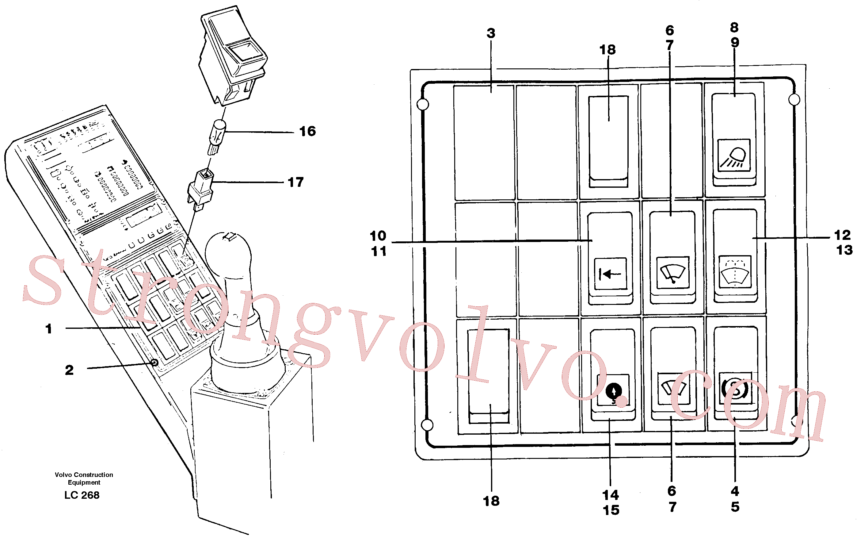 VOE14212736 Volvo Painel de interruptores do balanceiro(LC268 Montagem)