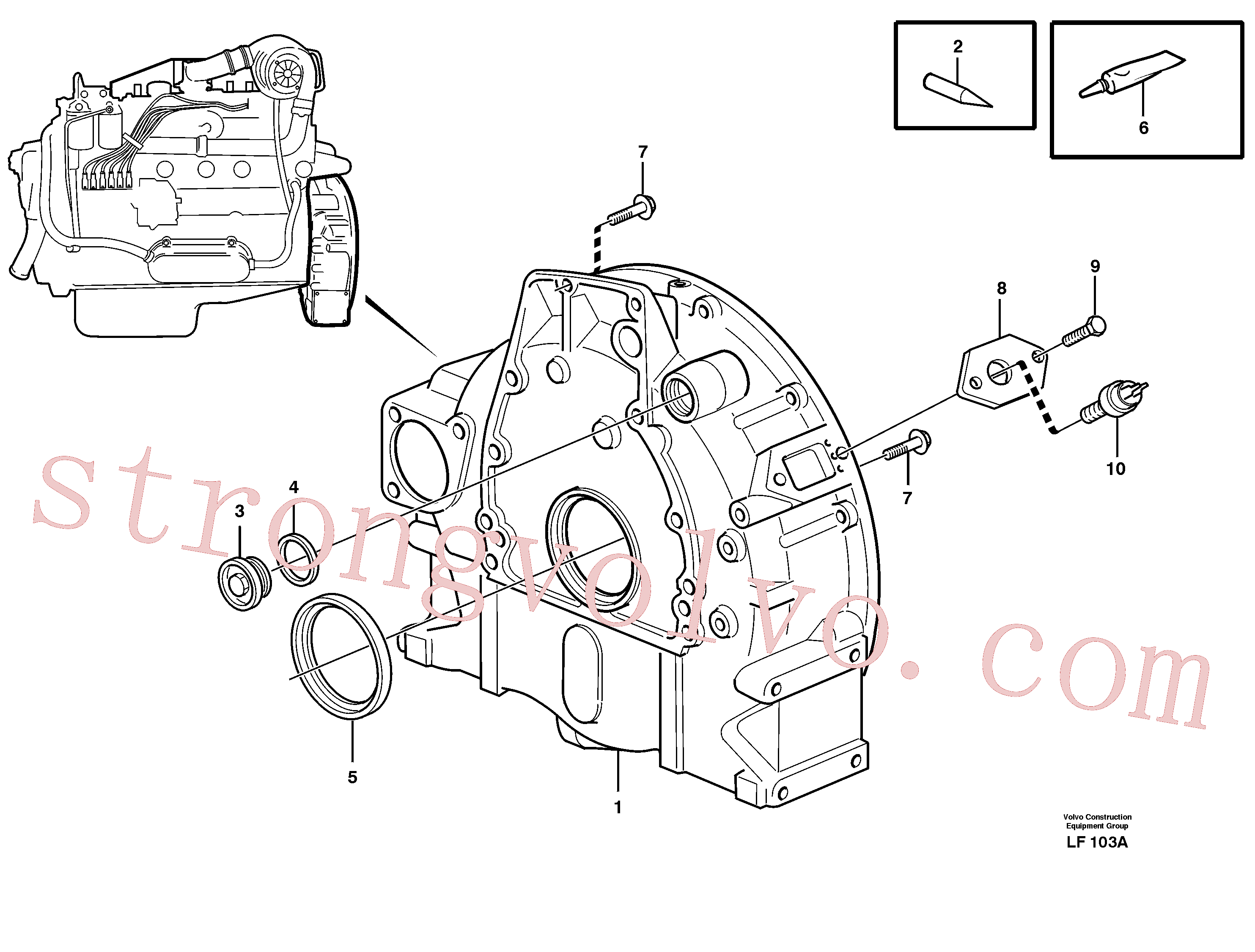 VOE471056 Volvo Alojamento do volante do motor(LF103A Montagem)