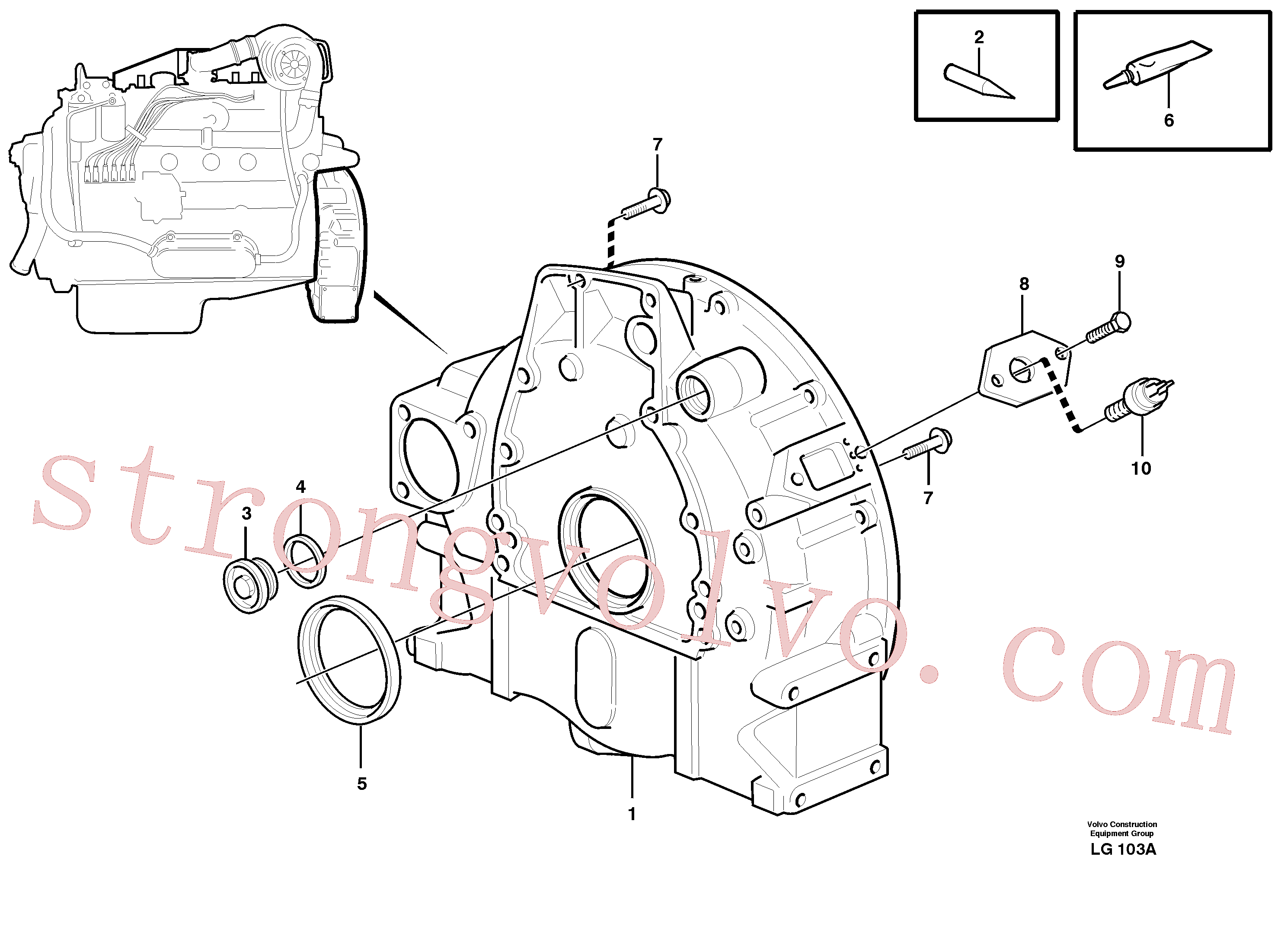 VOE471056 Volvo Alojamento do volante do motor(LG103A Montagem)