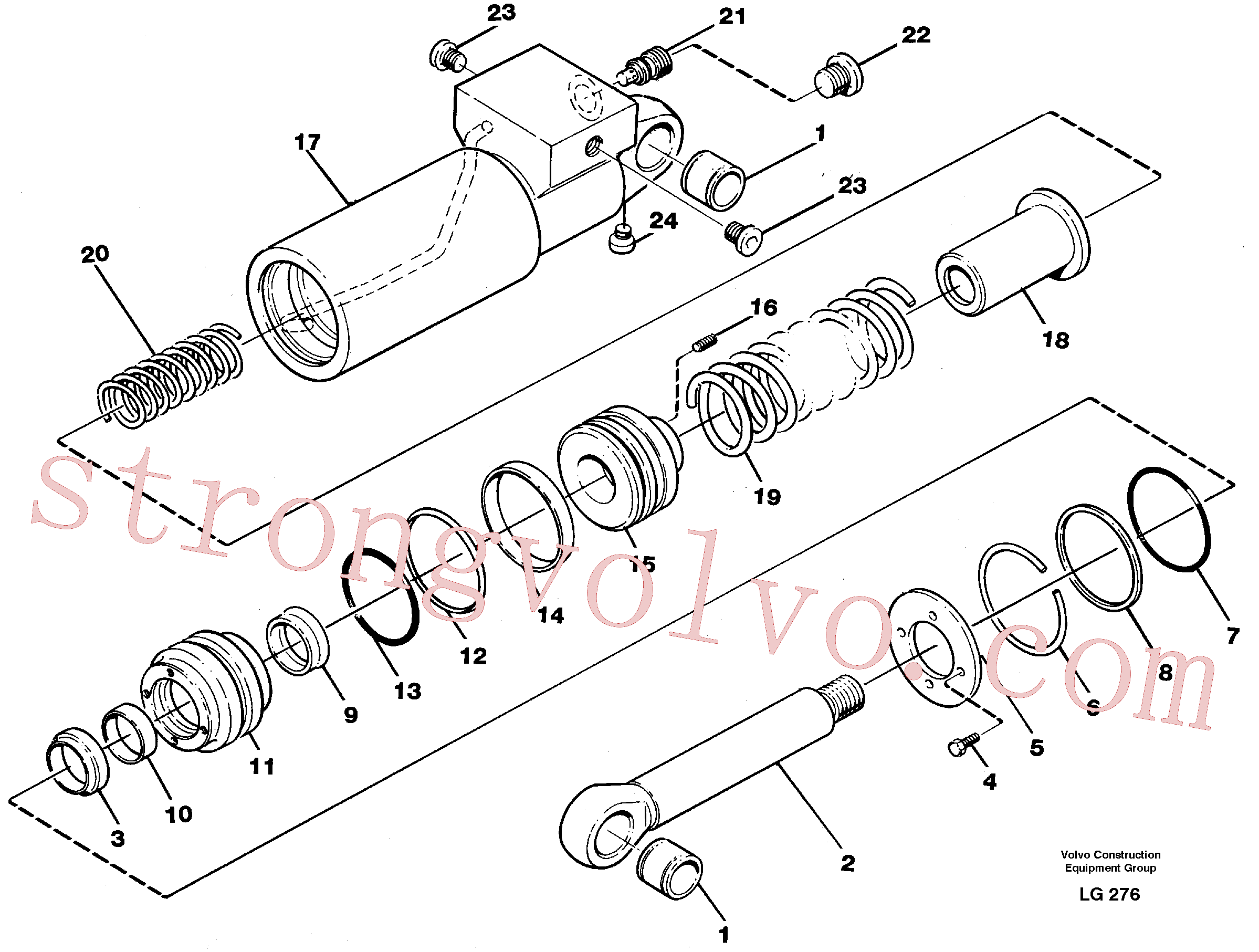 VOE11997282 Volvo Cilindro hidráulico, acoplamento rápido(LG276 Montagem)