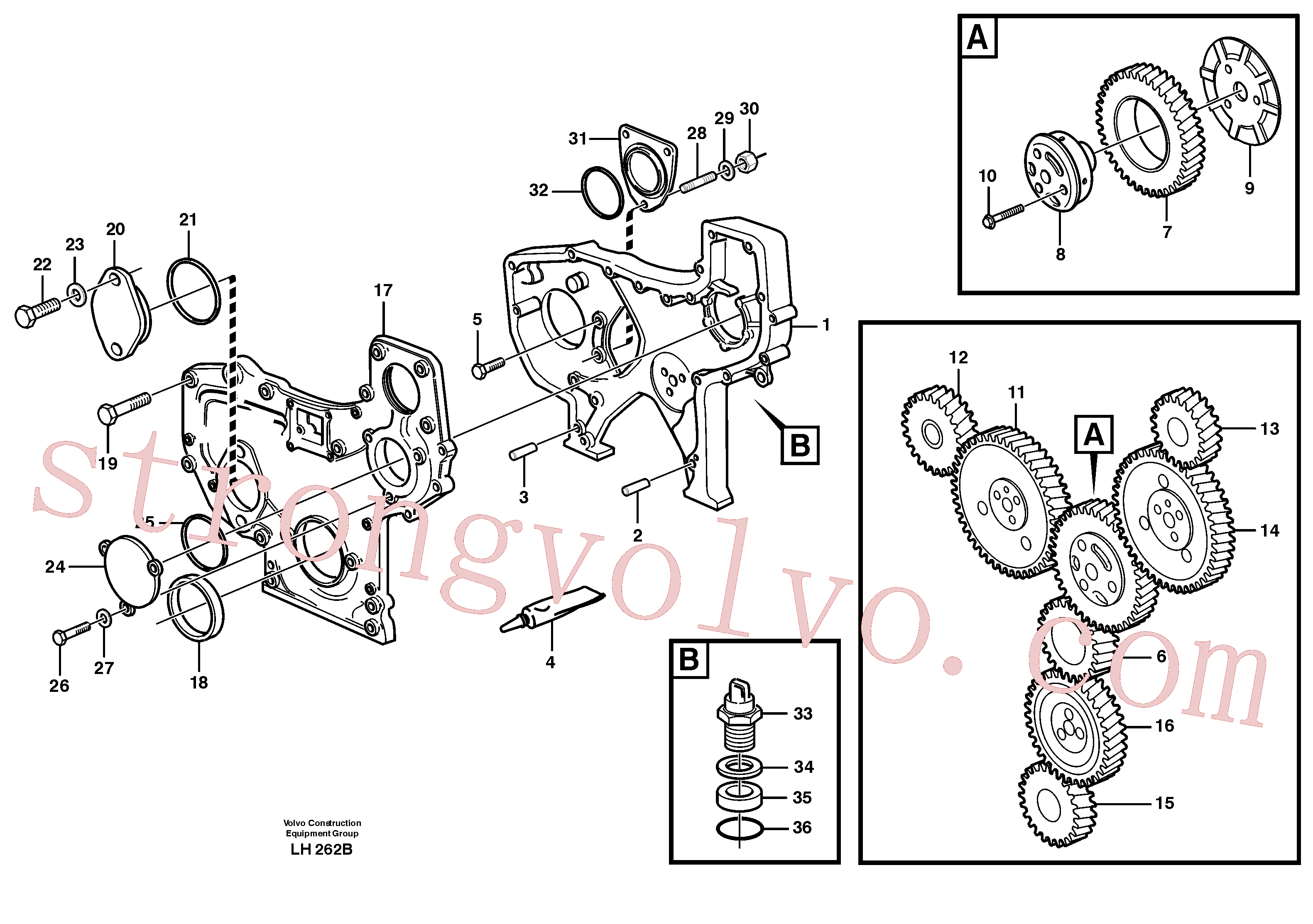 VOE13971097 Volvo Caixa da engrenagem de distribuição(LH262B Montagem)
