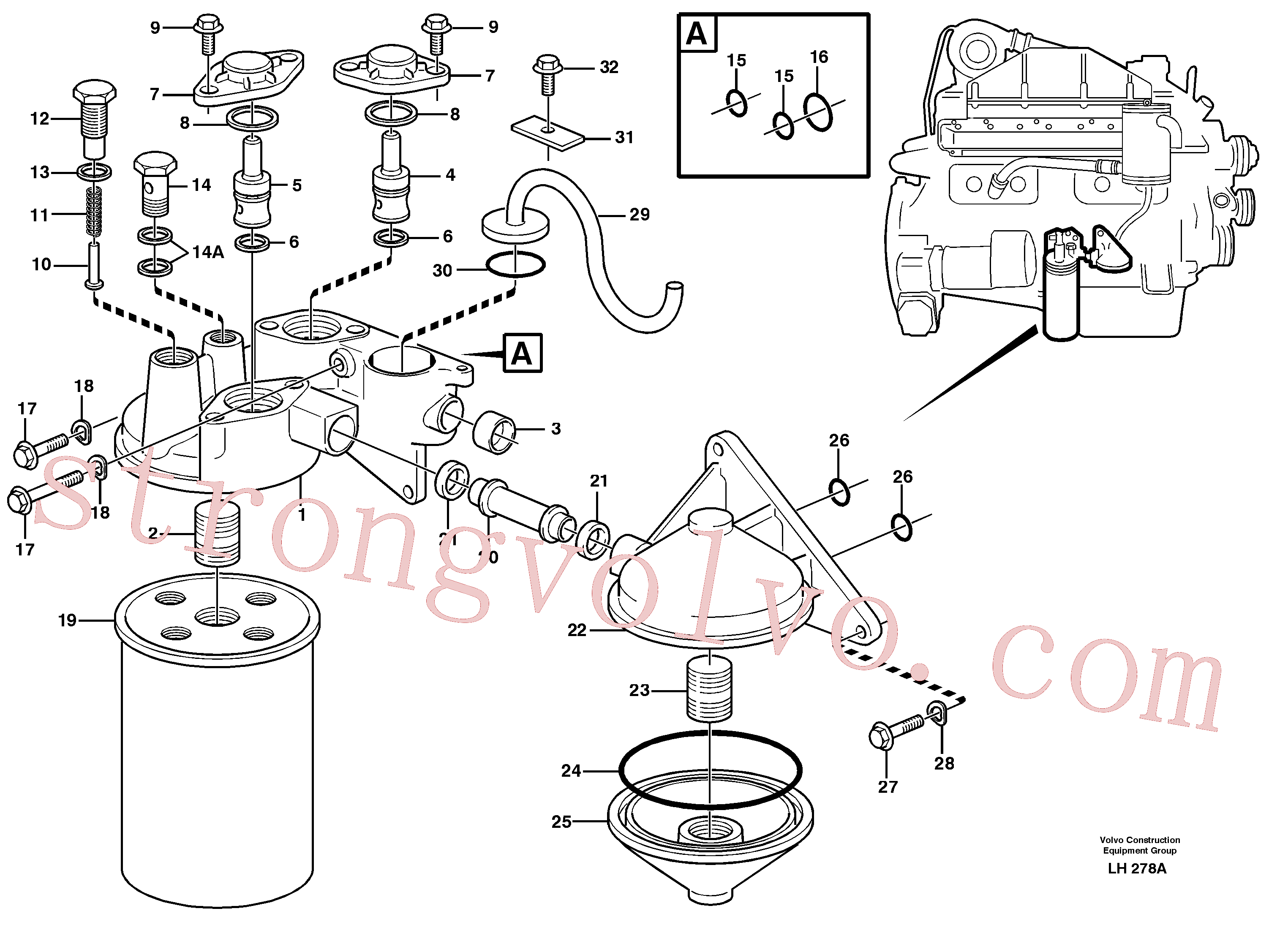 VOE60113101 Volvo Filtro de óleo(LH278A Montagem)