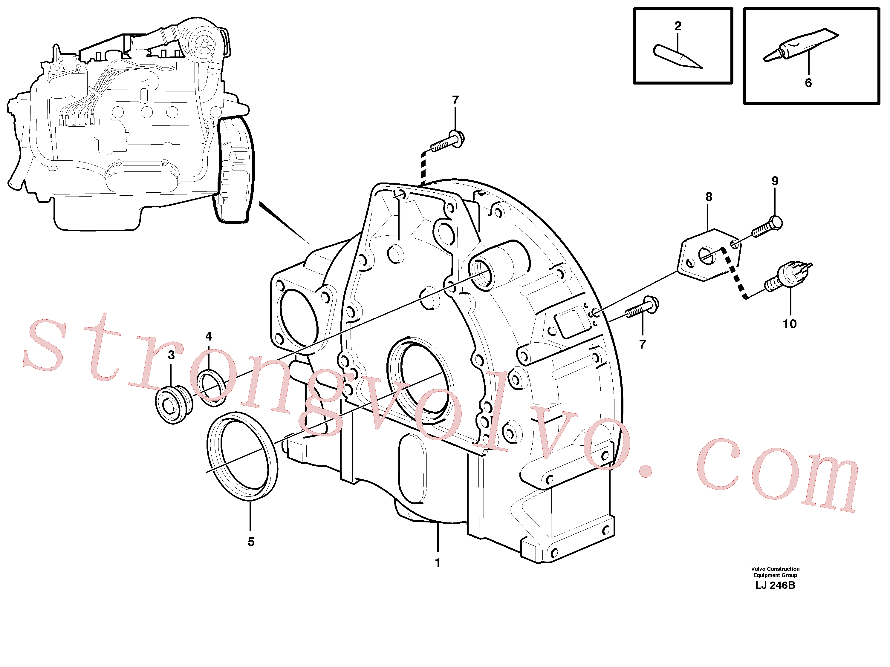 VOE471056 Volvo Alojamento do volante do motor(LJ246B Montagem)