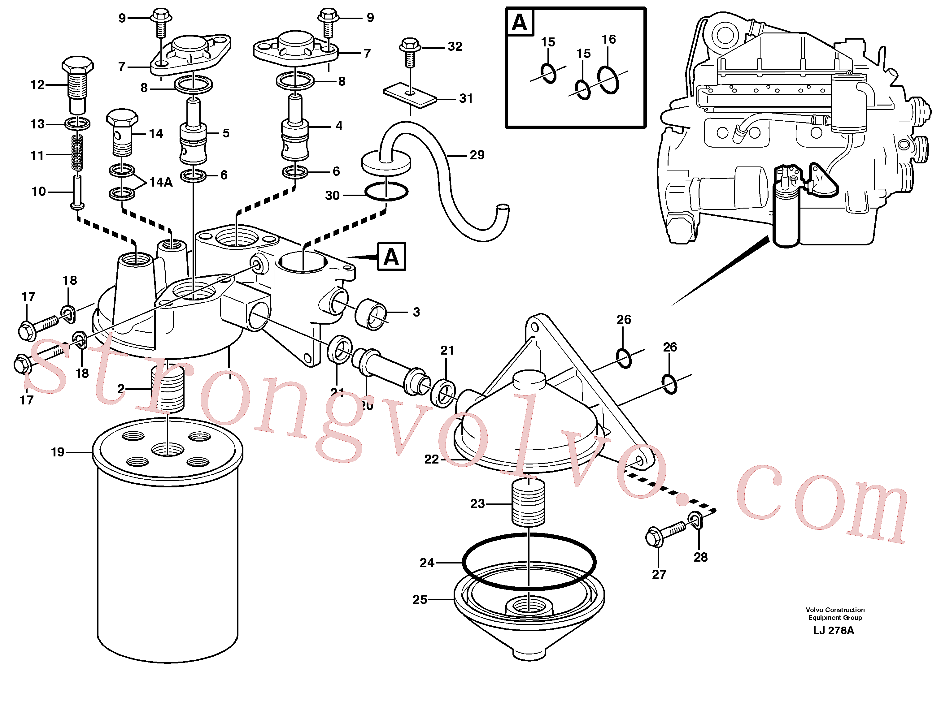 VOE60113101 Volvo Filtro de óleo(LJ278A Montagem)