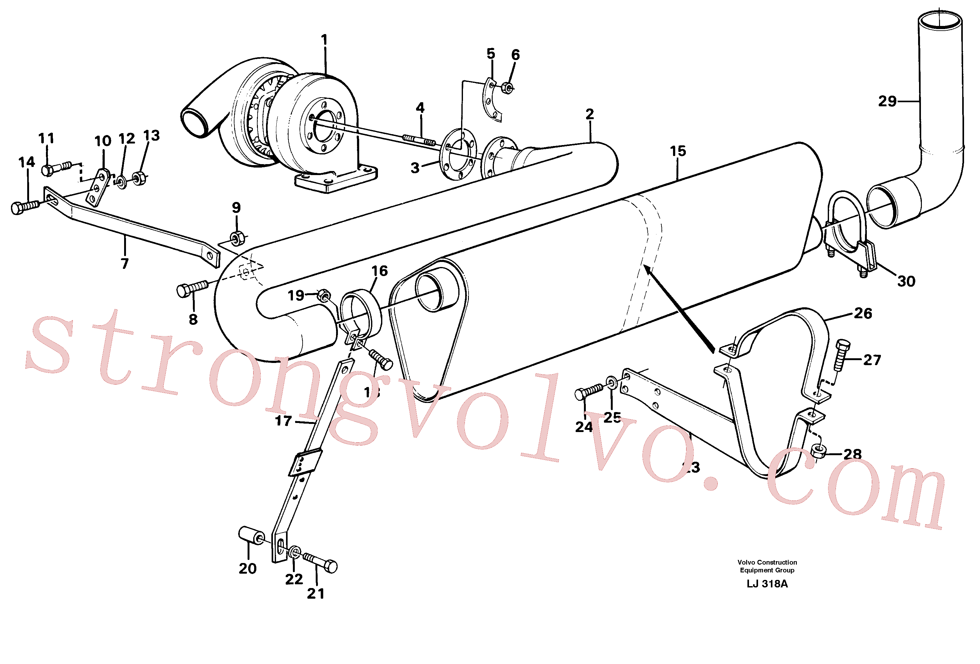 VOE14252182 Volvo Sistema de escape(LJ318A Montagem)