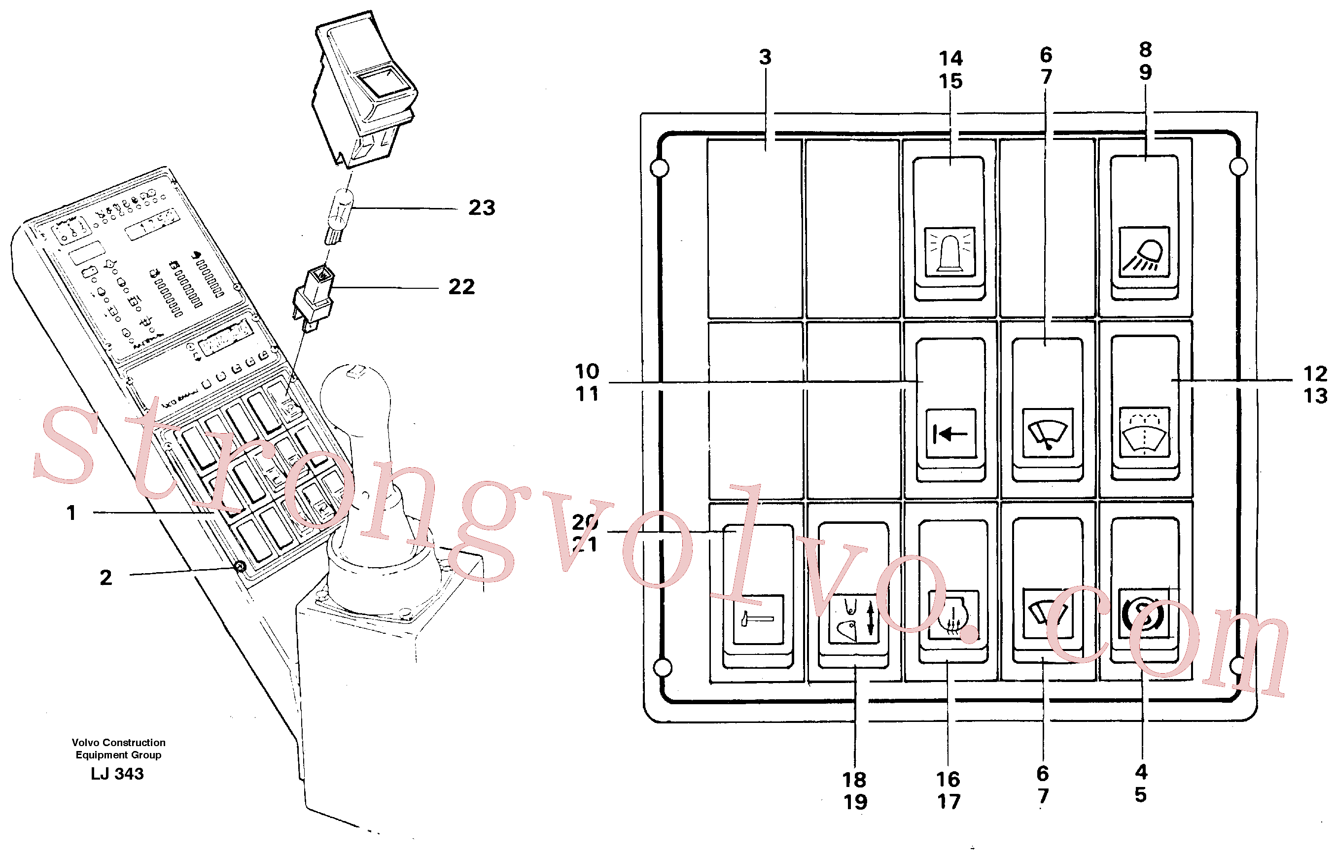 Volvo Montagem VOE14211571 Placa dos símbolos Acessórios
