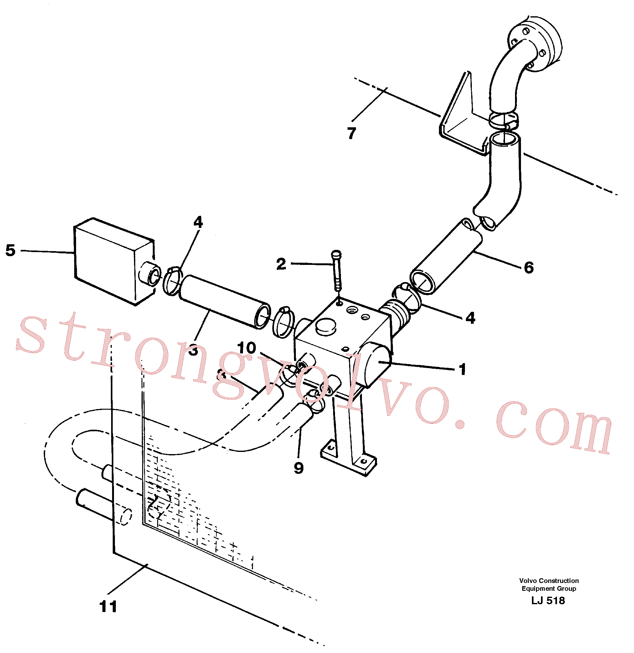 VOE14261829 Braçadeira da mangueira Volvo escavadeira
