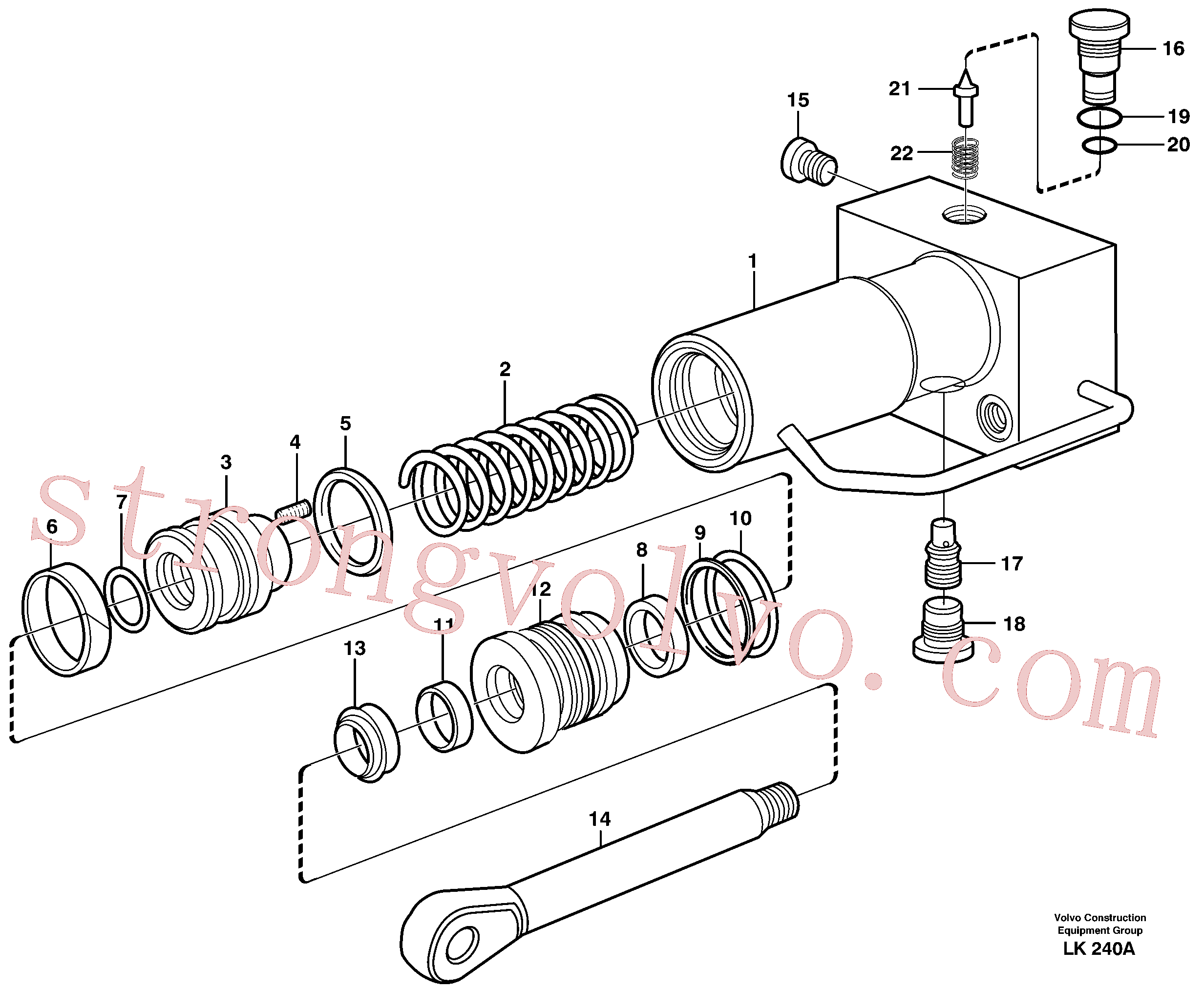 VOE11707596 Volvo Cilindro hidráulico, acoplamento rápido(LK240A Montagem)