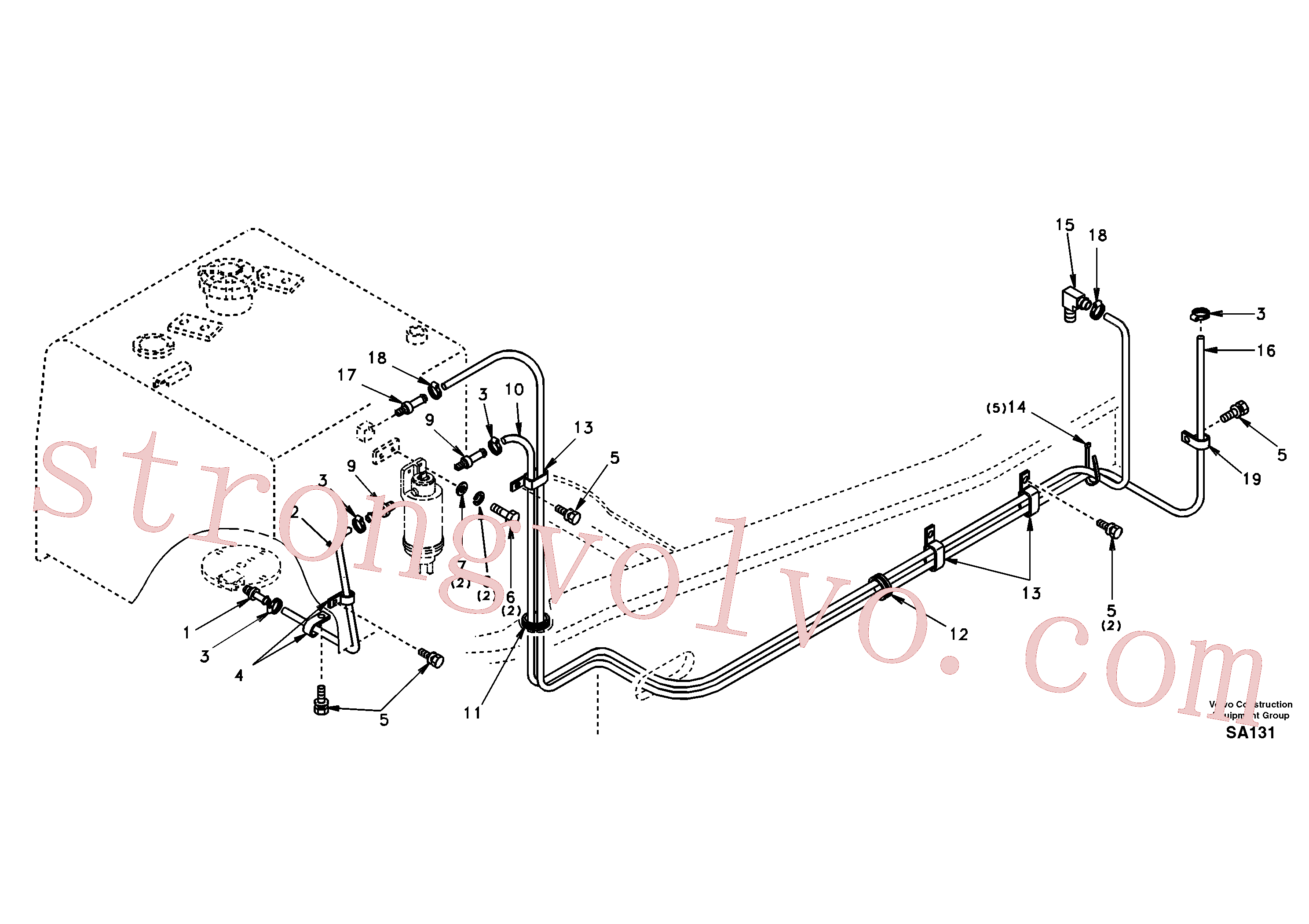 SA9315-01602 Volvo Tubo de combustível - depósito de combustível(SA131 Montagem)