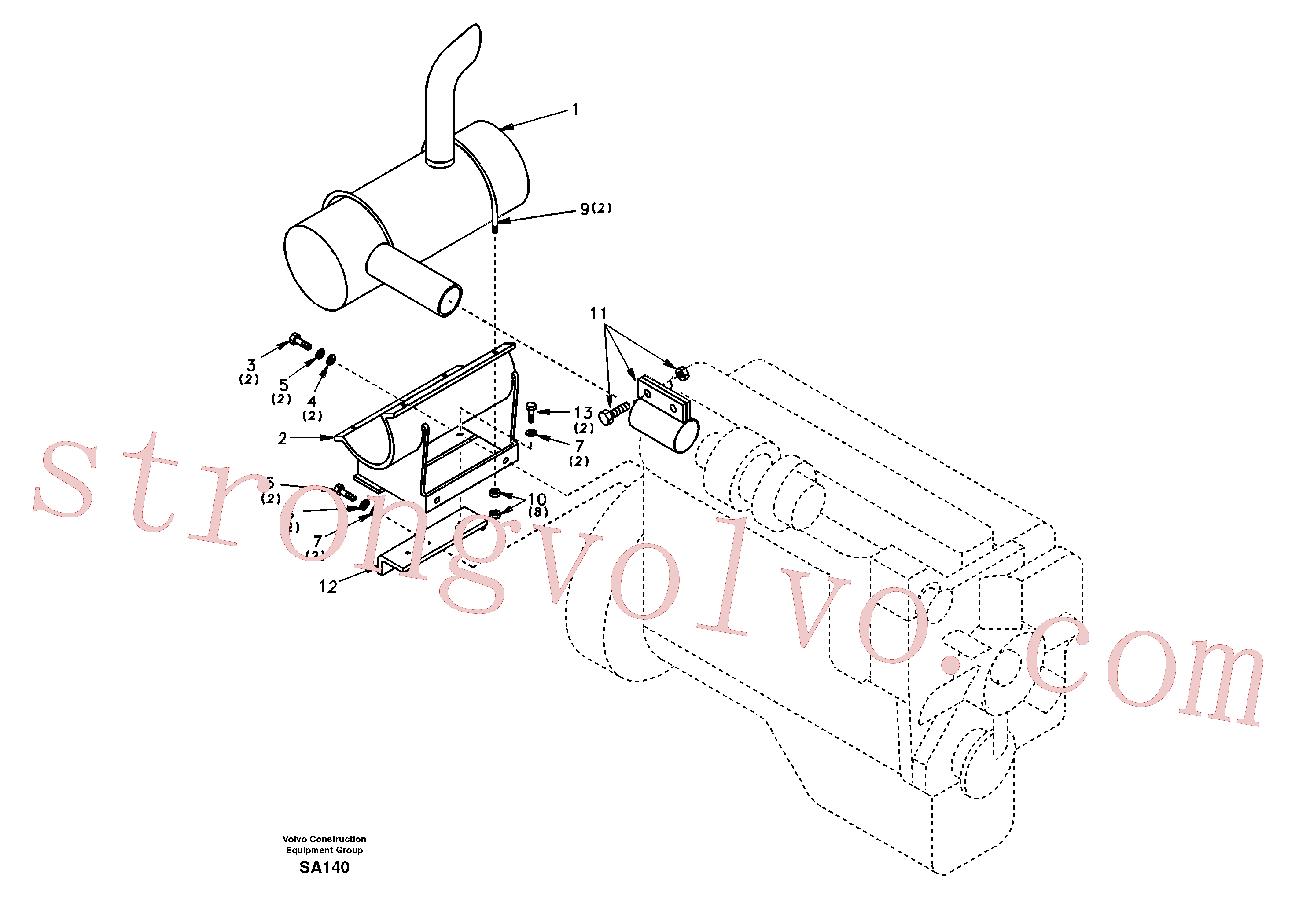 SA9011-11005 Volvo Sistema de escape(SA140 Montagem)
