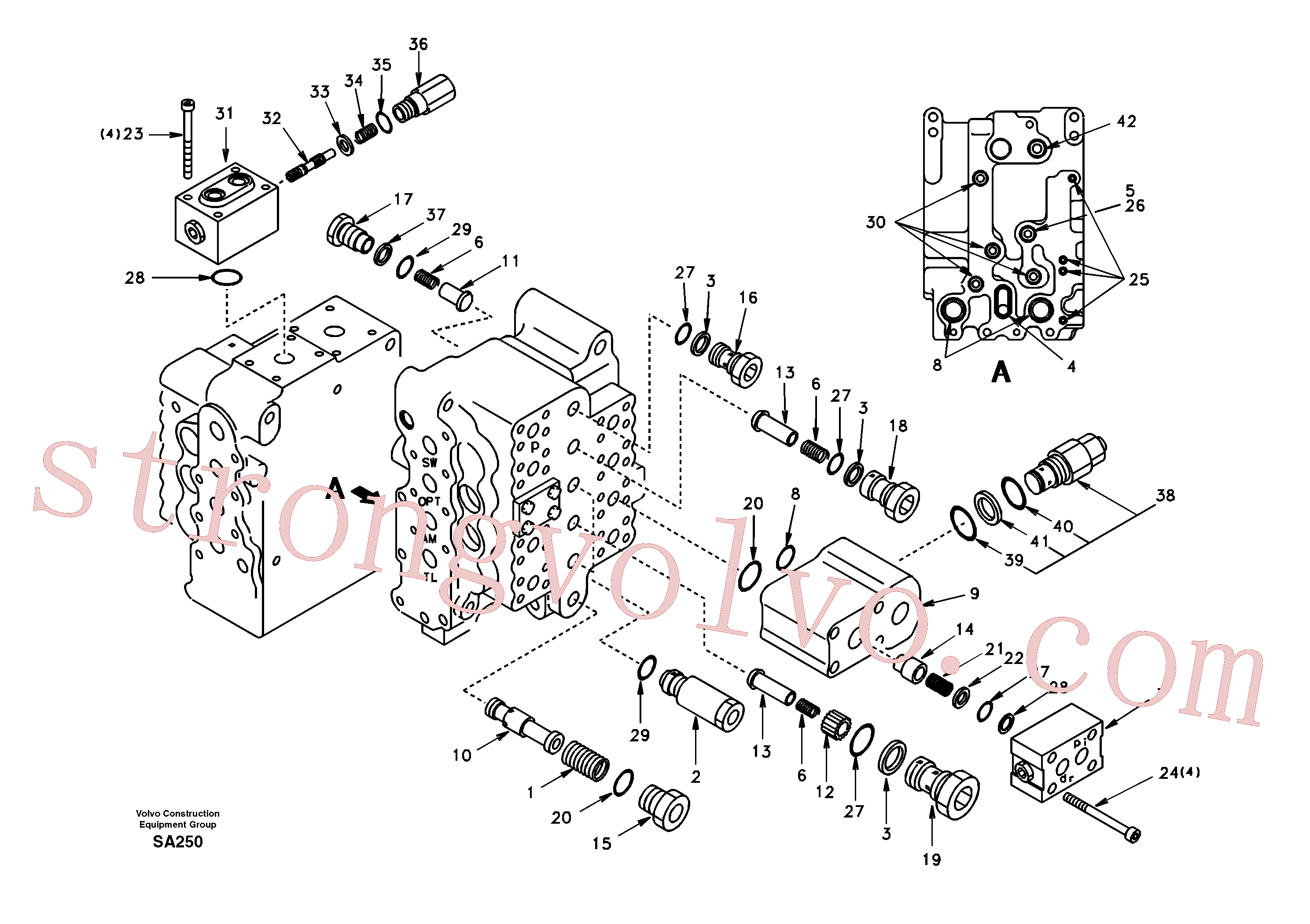 SA8230-10760 Volvo Válvula de comando, válvula de alívio e suspensão do braço de afundamento(SA250 Montagem)