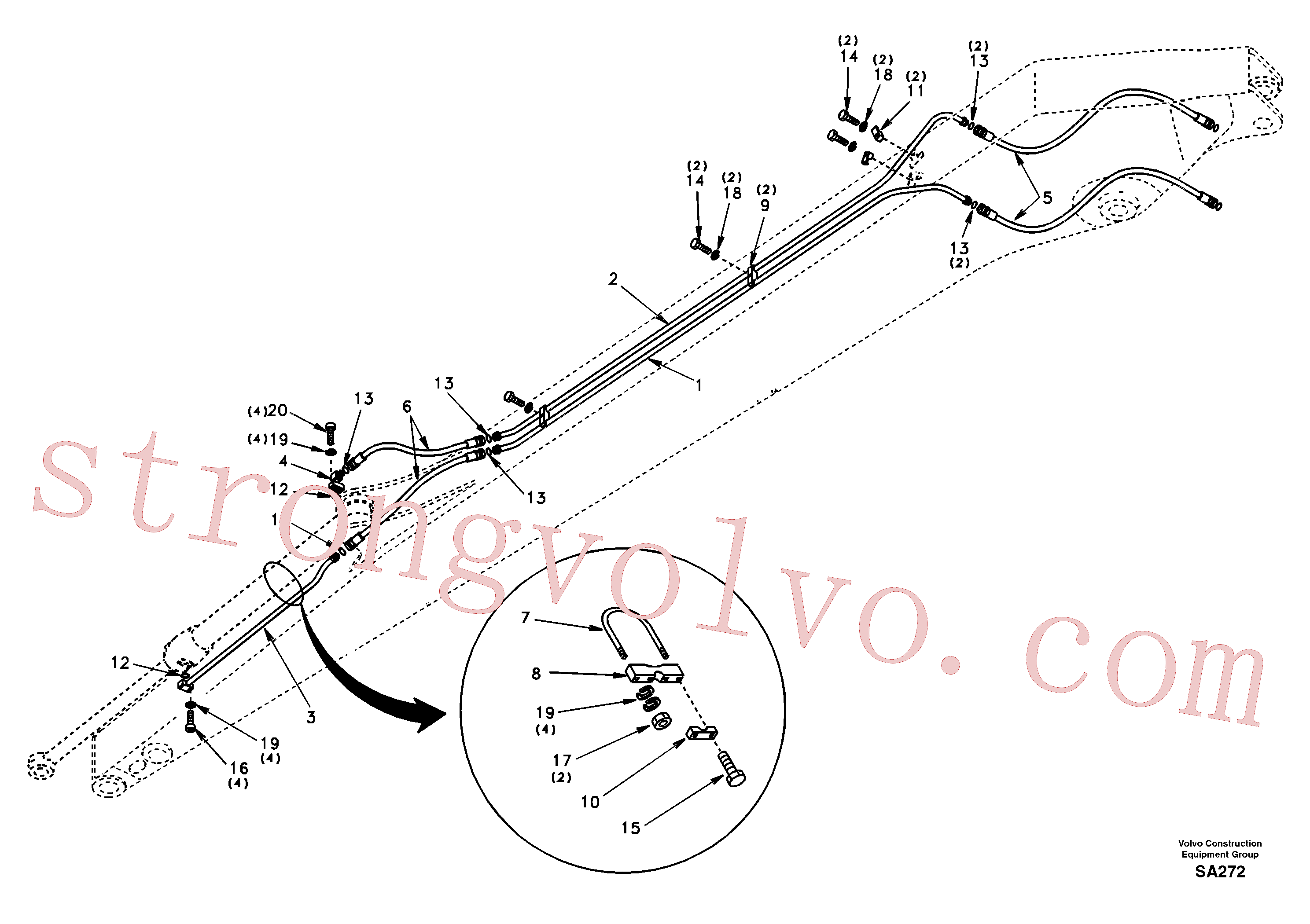 China Made SA1142-01490 Pipe Volvo Acessórios para escavadeira
