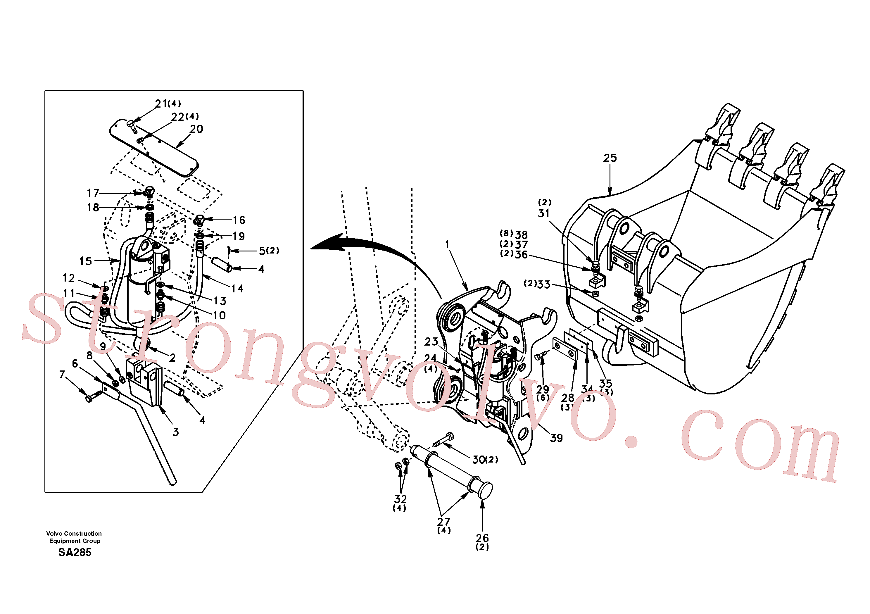 Volvo Acessórios para escavadeira SA1171-70031 Caçamba normal Acessórios