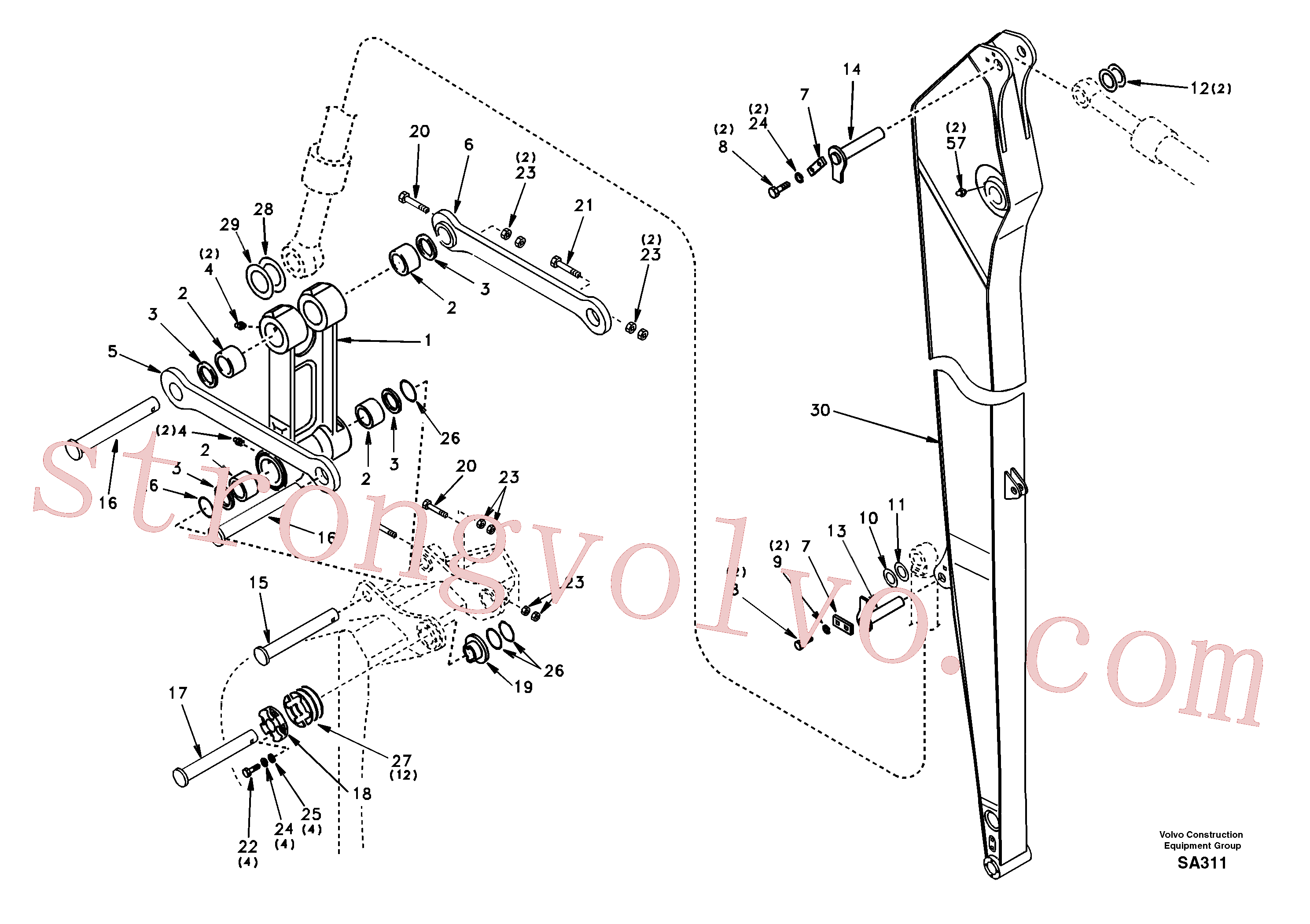 Atacado SA1172-01081 Bucha Volvo escavadeira