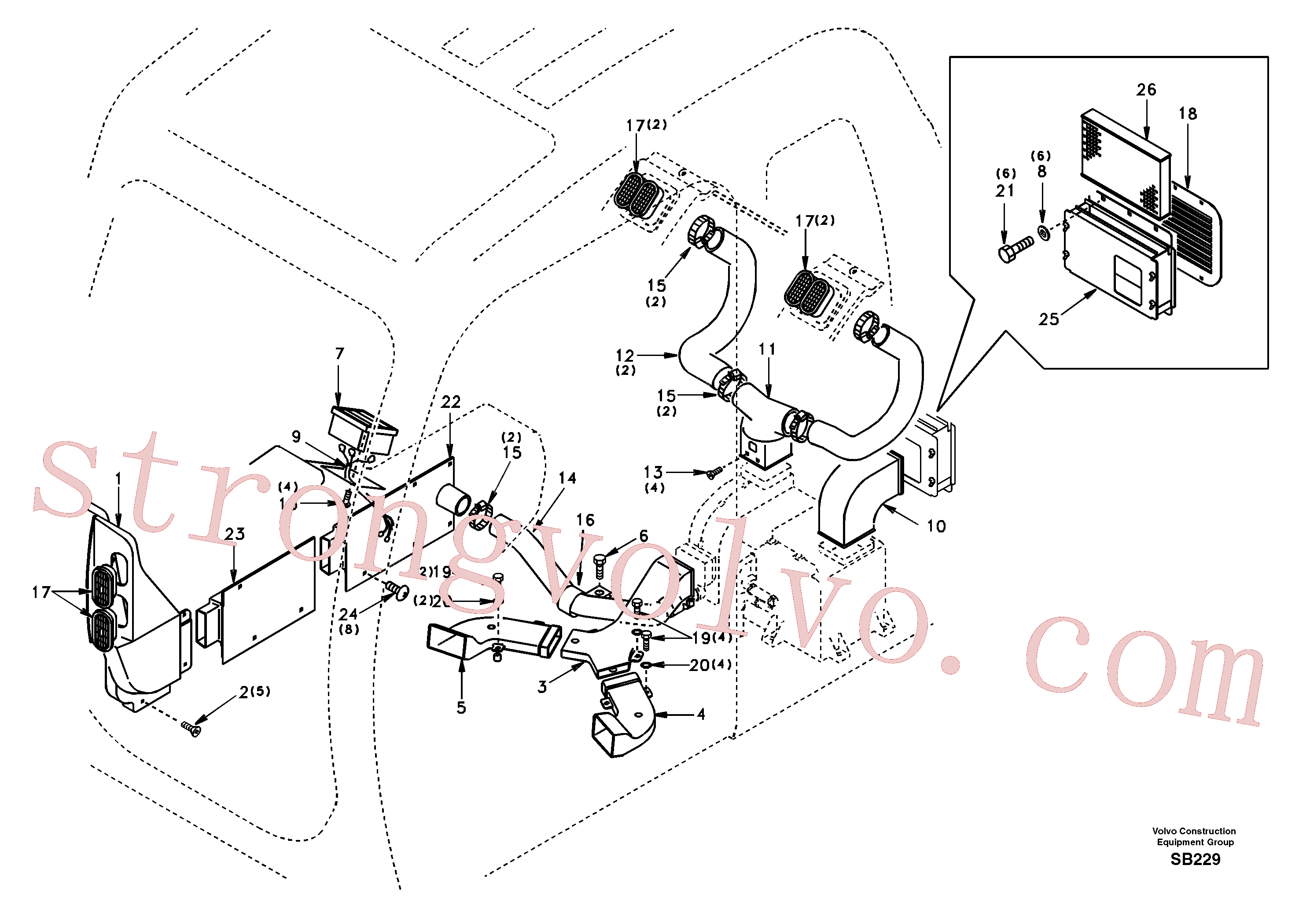 SA2025-02160 Volvo Conduta de ar na cabina e chão da cabina(SB229 Montagem)