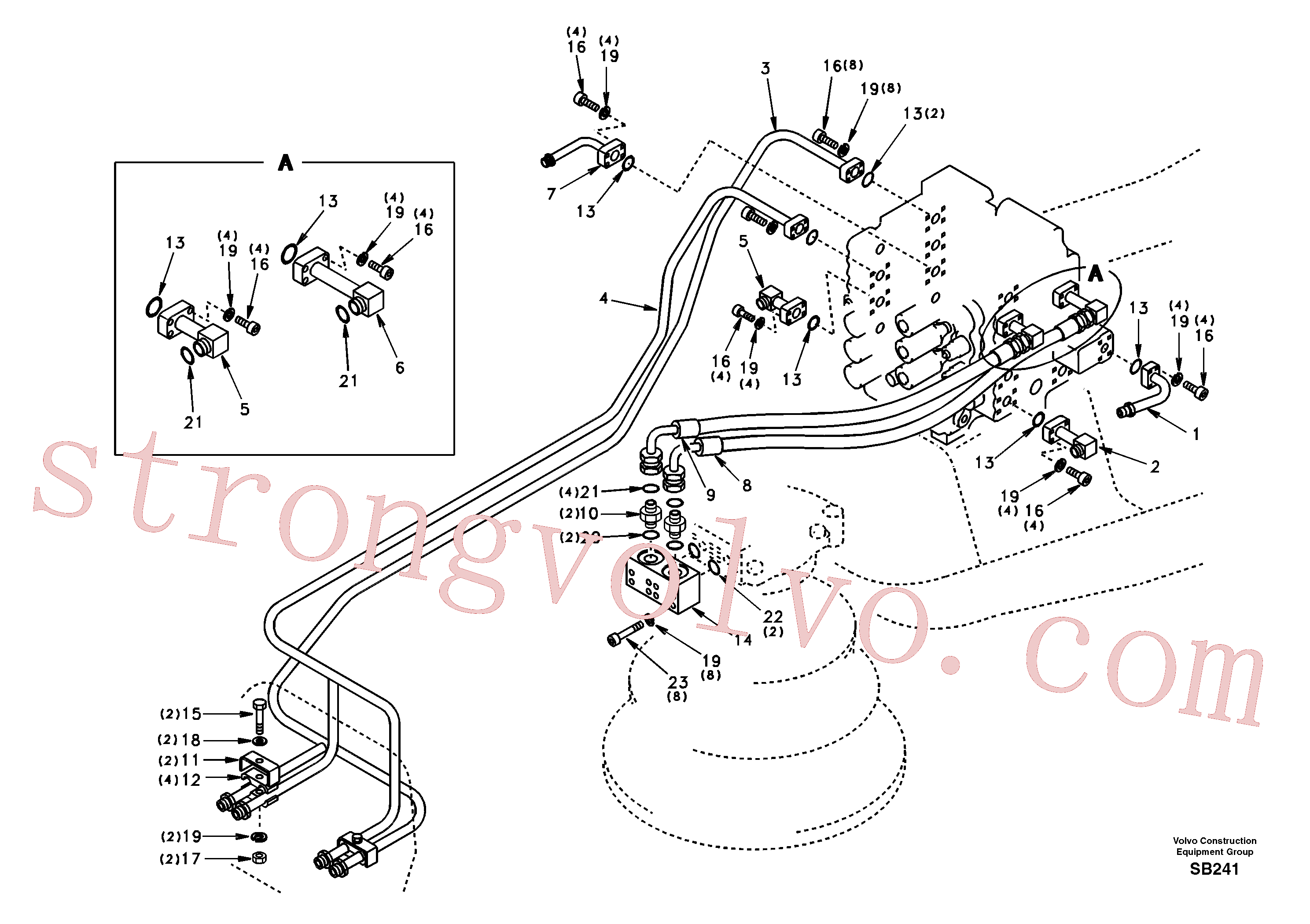 SA9459-05790 Volvo Sistema hidráulico, válvula de comando da lança e articulação(SB241 Montagem)