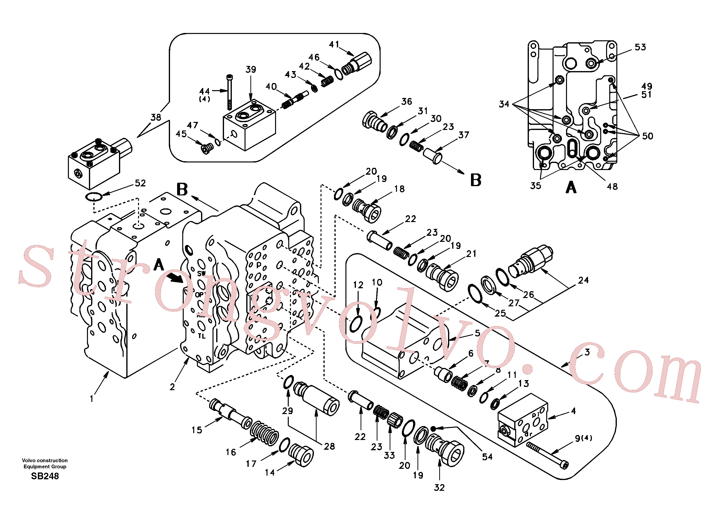 SA8230-10760 Volvo Válvula de comando, válvula de alívio e suspensão do braço de afundamento(SB248 Montagem)