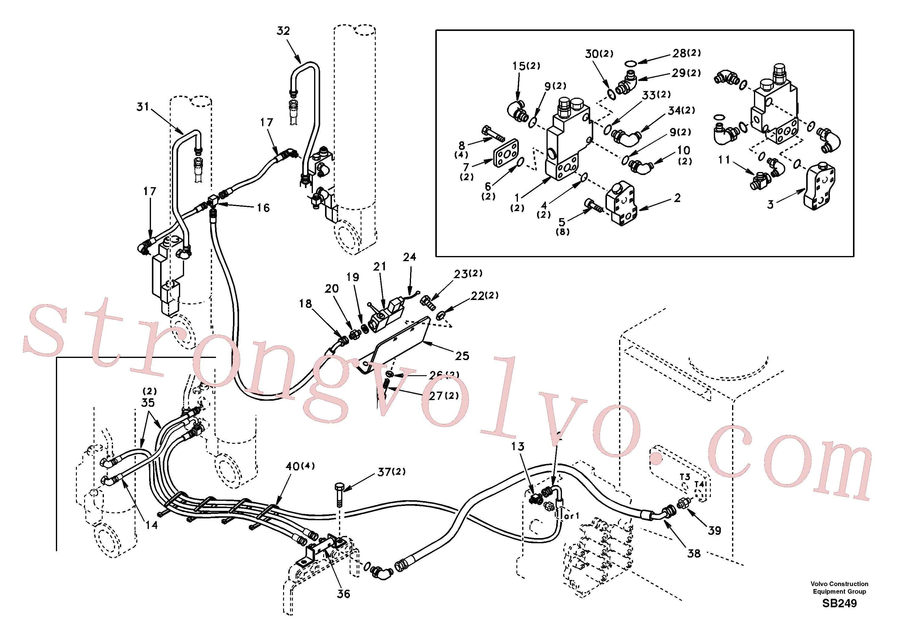 SA9011-21017 Volvo Hidráulica de serviço, ruptura da lança(SB249 Montagem)