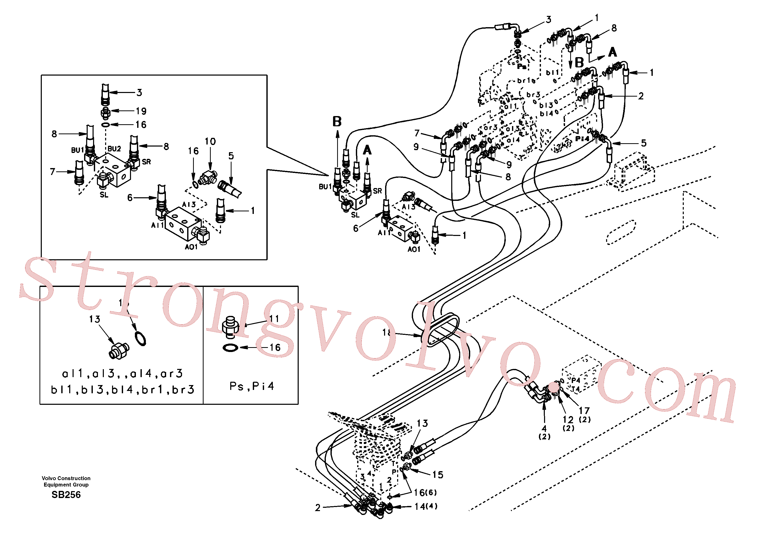 SA9453-03257 Mangueira completa Volvo escavadeira
