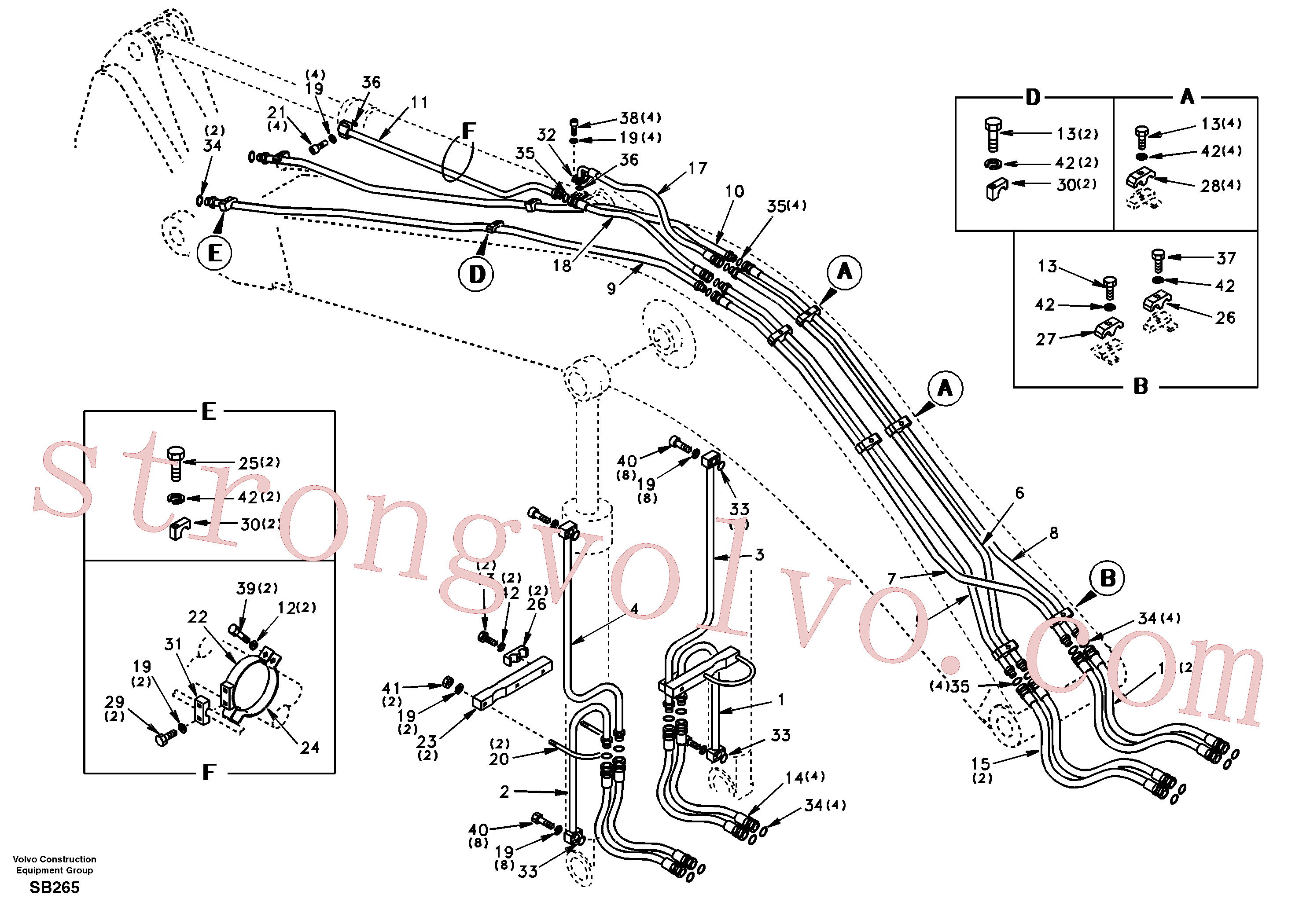 SA1174-56851 Volvo Hidráulica de serviço, lança(SB265 Montagem)