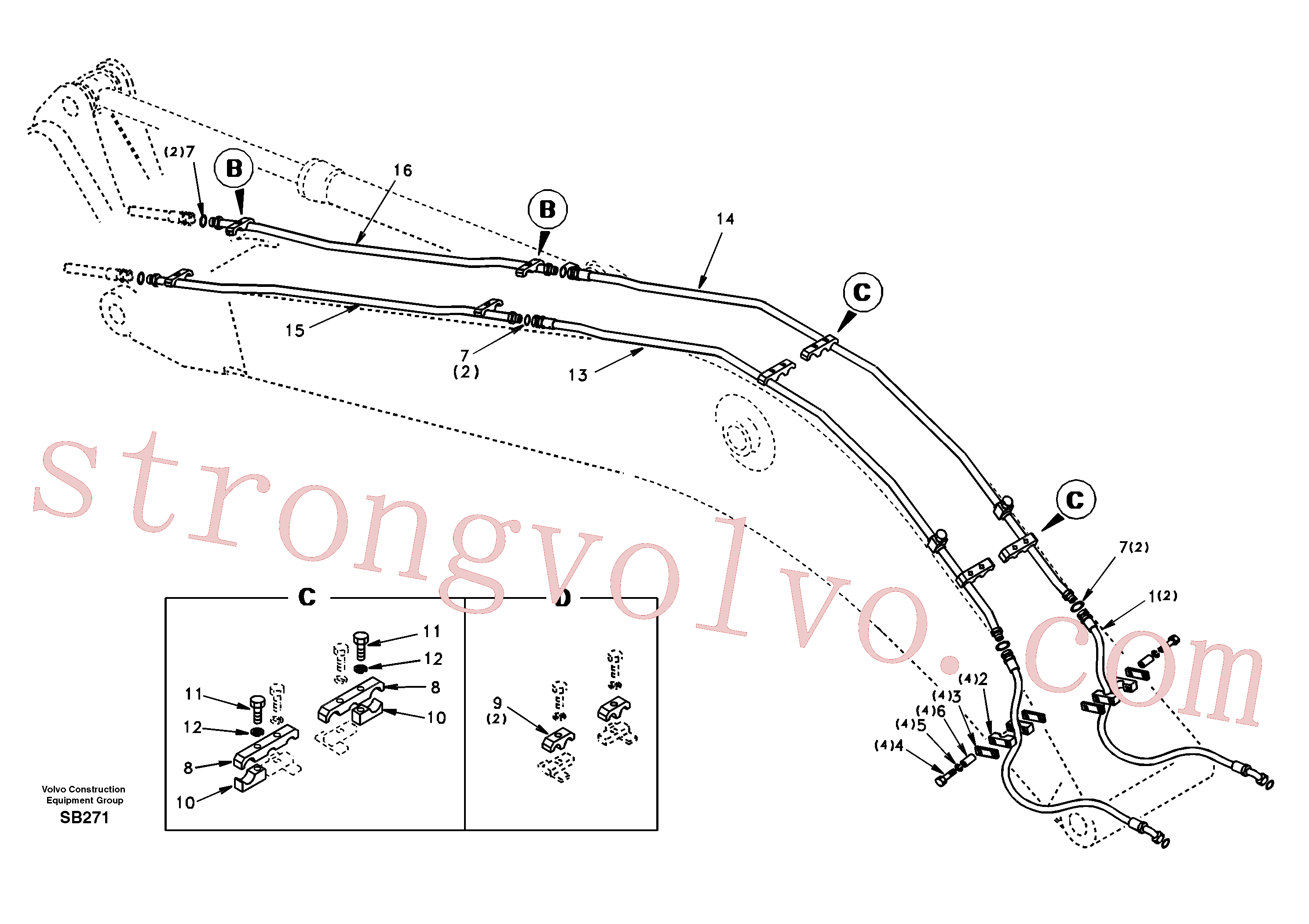 SA1174-50120 Volvo Hidráulica de serviço, martelo e cortador para lança(SB271 Montagem)